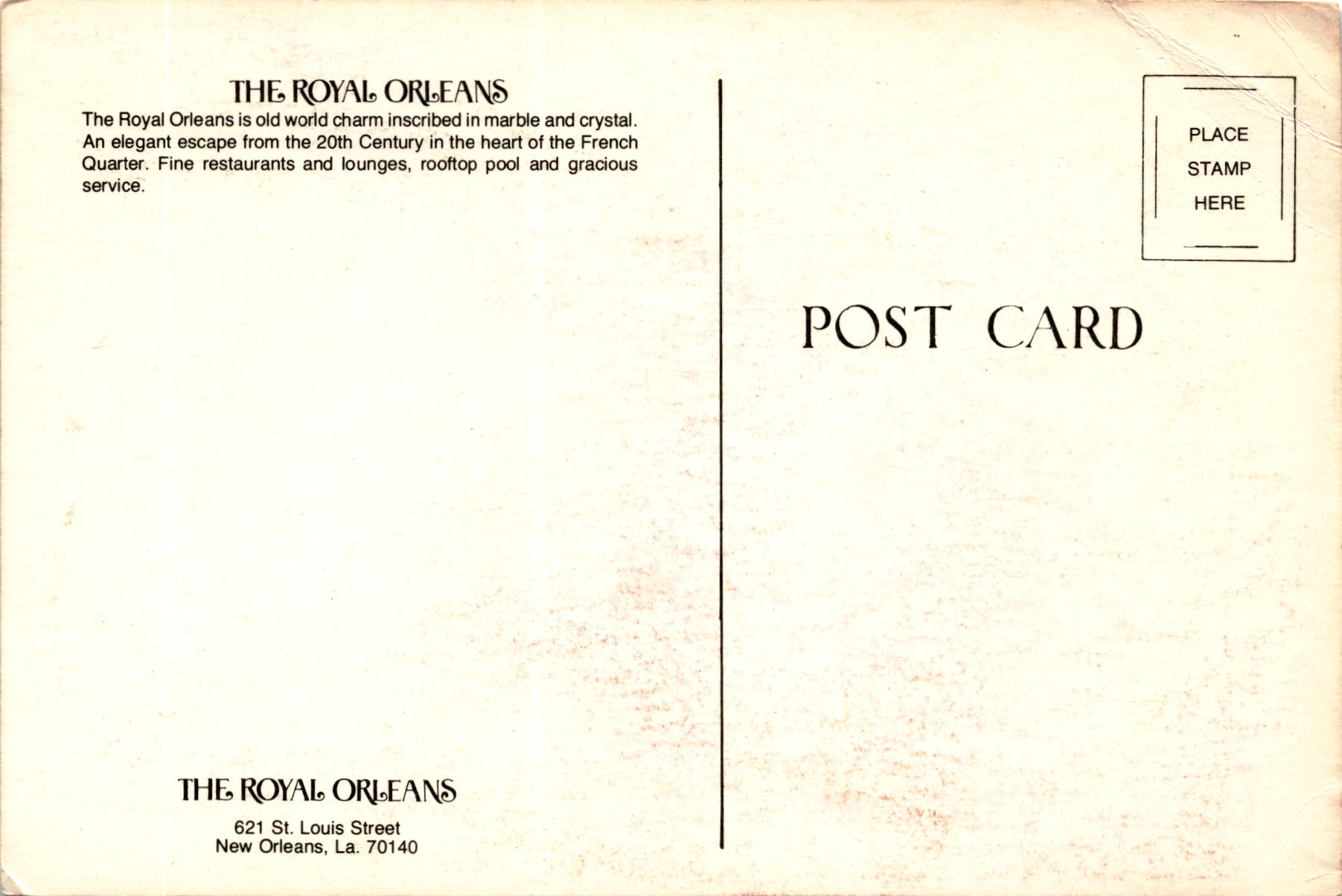 Back of Postcard