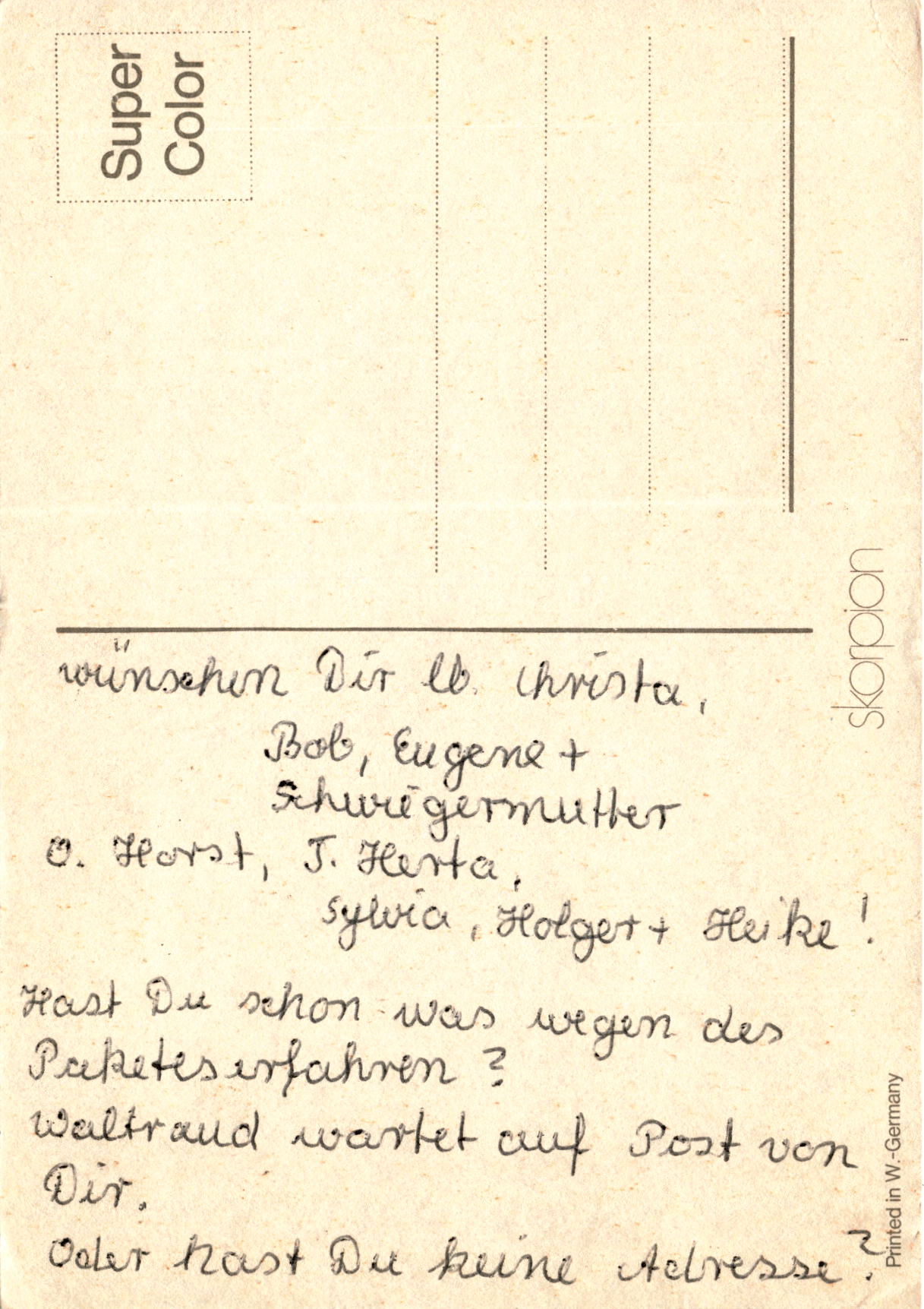 Back of Postcard