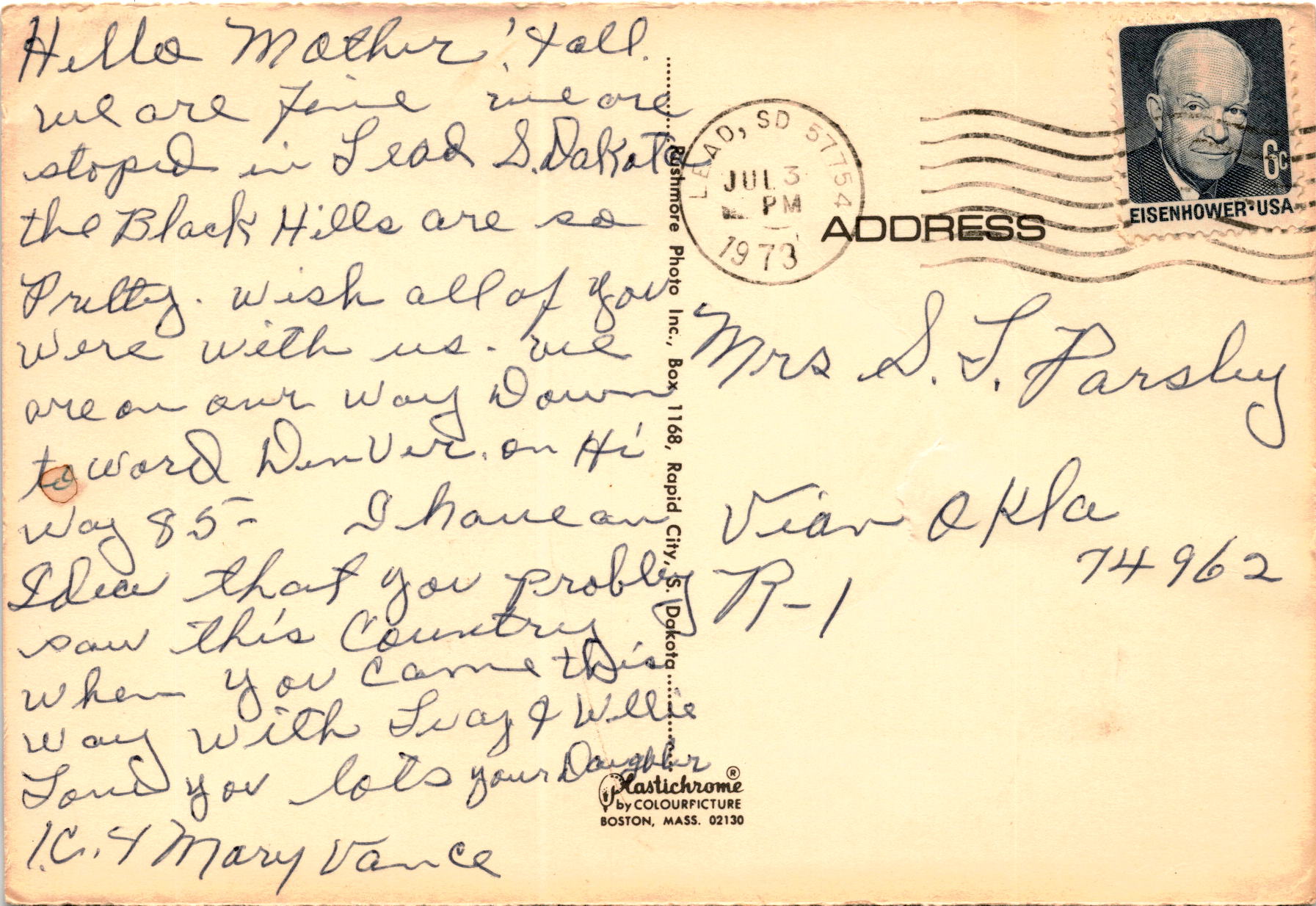Back of Postcard