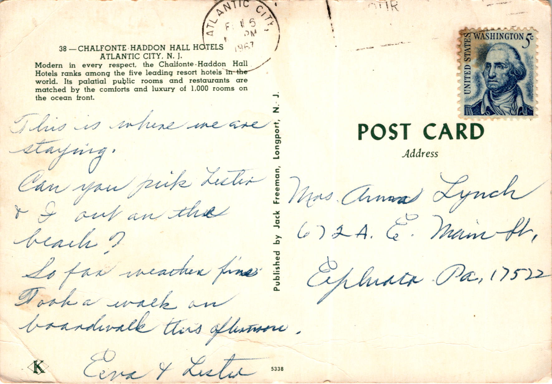 Back of Postcard