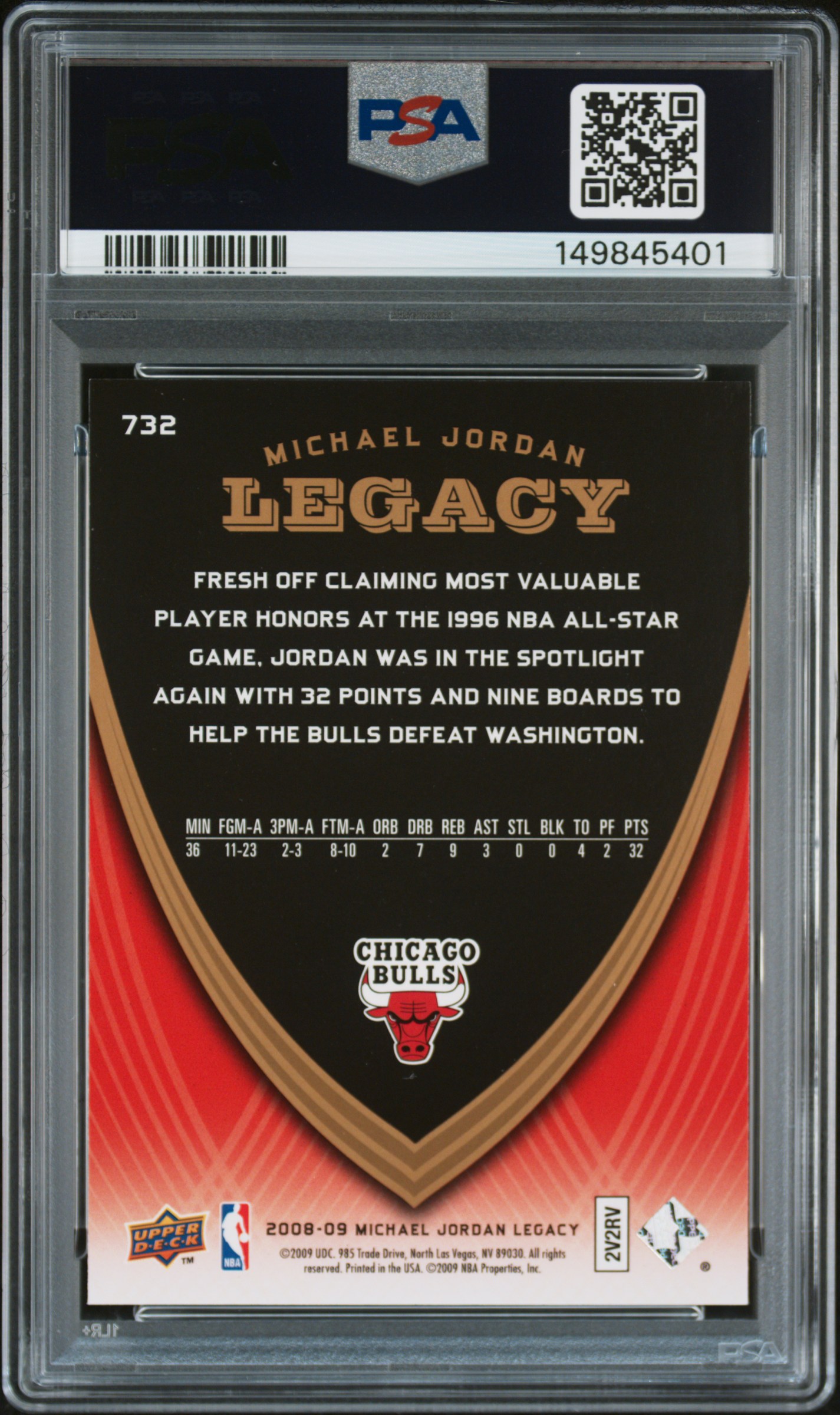 2008 Upper Deck Jordan Legacy #732 Michael Jordan PSA 8 Low POP - Picture 2 of 2