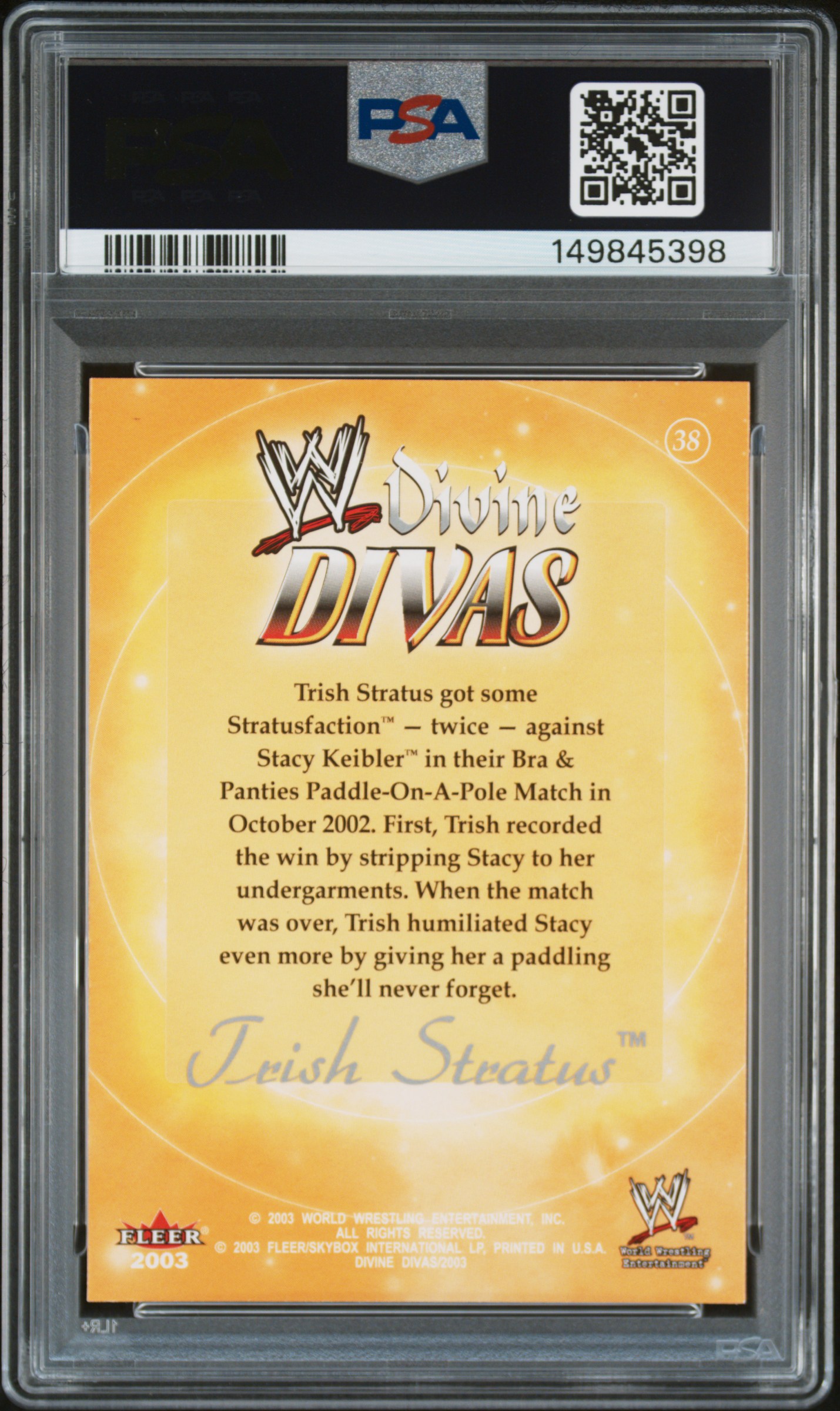 Trish Stratus 2003 Fleer WWE #38 Divine Divas PSA 10 RARE LOW POP - Picture 2 of 2