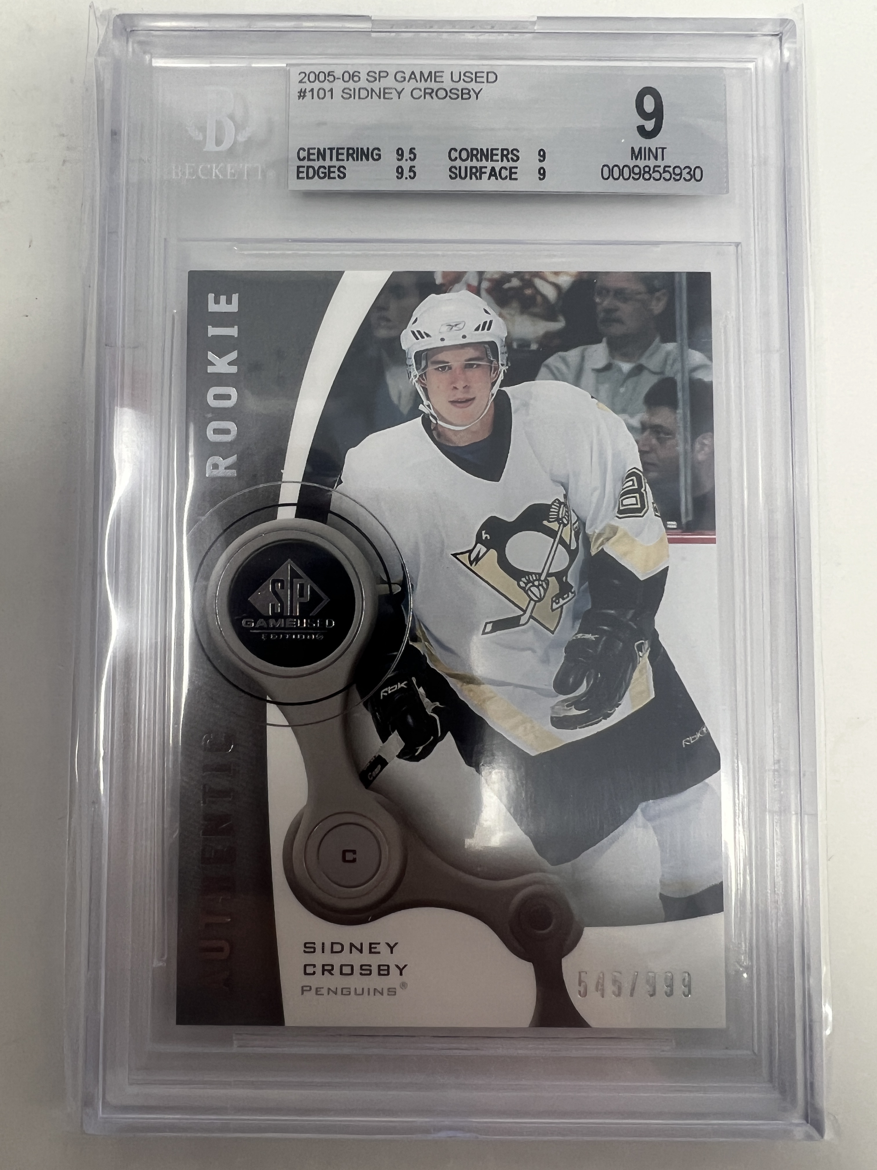 Sidney Crosby 2005-06 Upper Deck SP Game Used #101 Rookie /999 BGS 9 w/ 9.5's - Picture 1 of 2