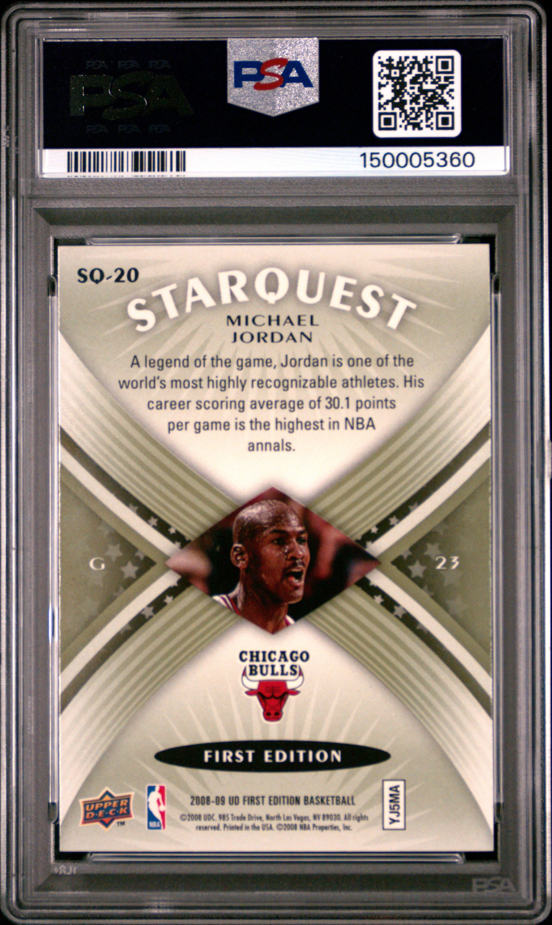 Michael Jordan 2008 Upper Deck First Edition #SQ-20 Starquest Green PSA 10 - Picture 2 of 2