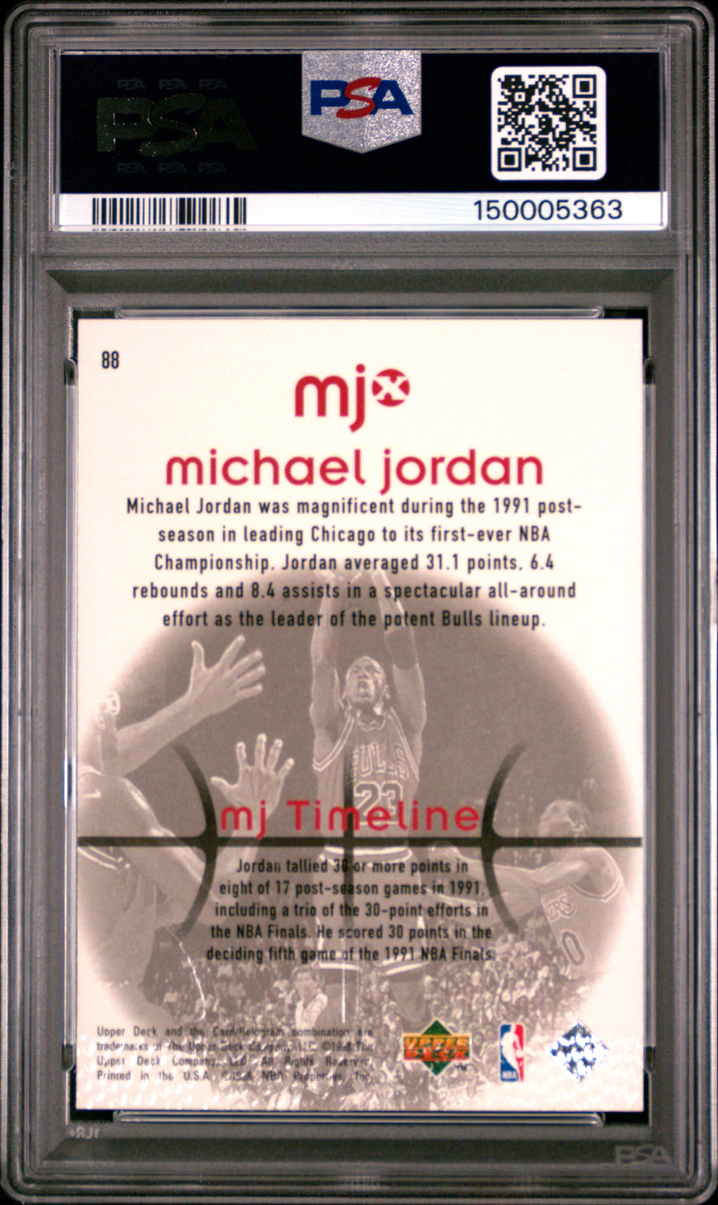Michael Jordan 1998 Upper Deck Mjx #88 PSA 10 LOW POP - Picture 2 of 2