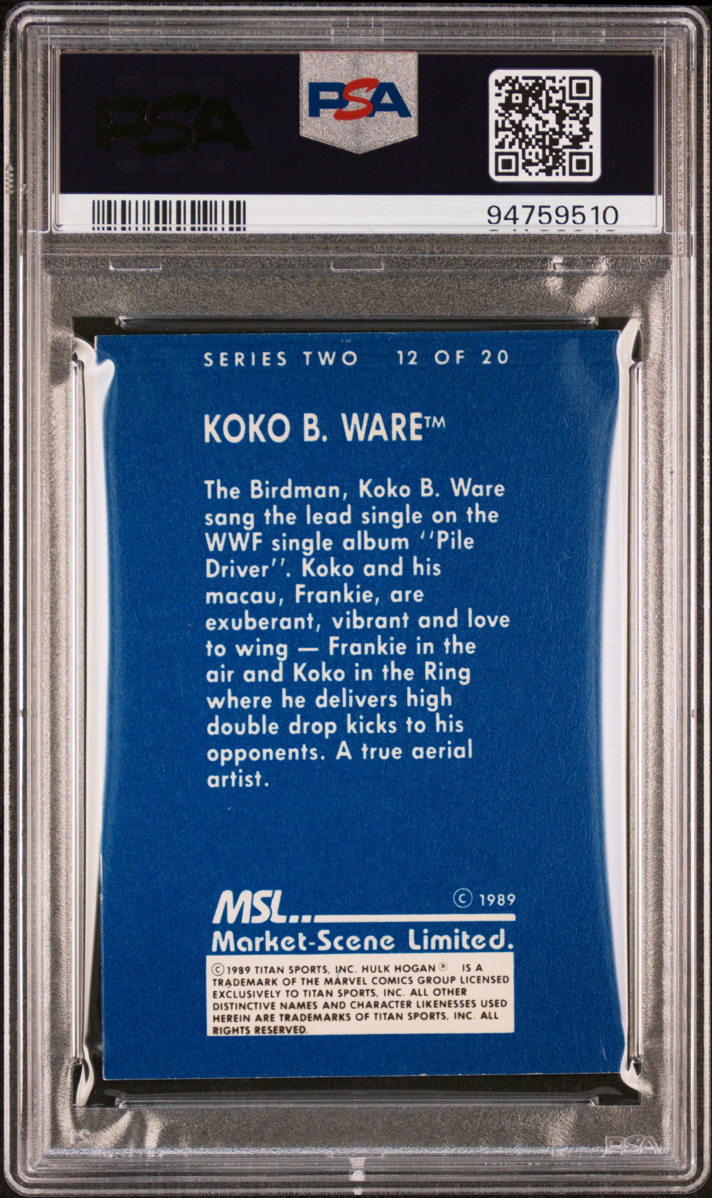 Koko B. Ware 1989 MSL Bubble Gum WWF Super Stars Of Wrestling #12