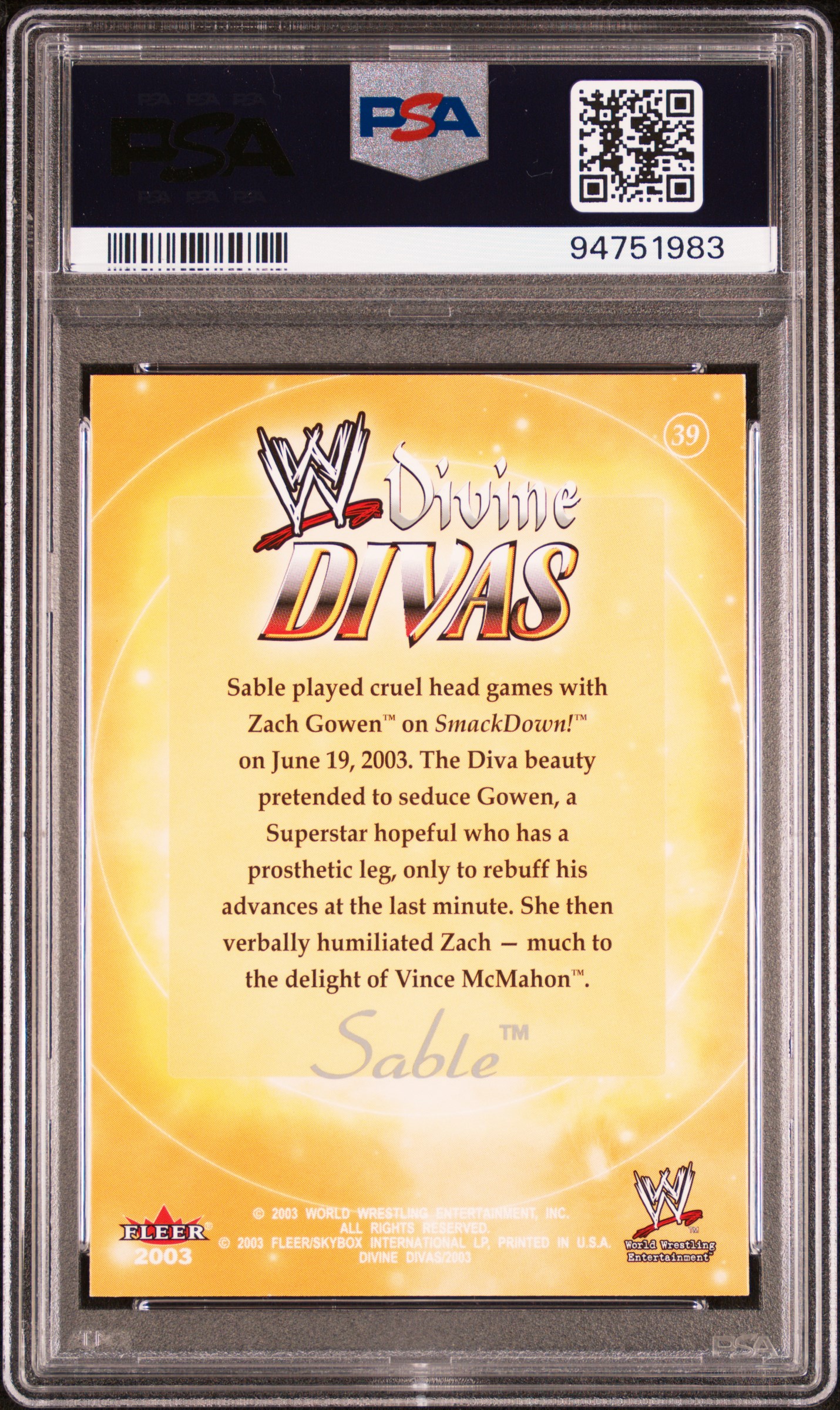Sable 2003 Fleer WWE Divine Divas #39 PSA 10 TNA AEW | eBay
