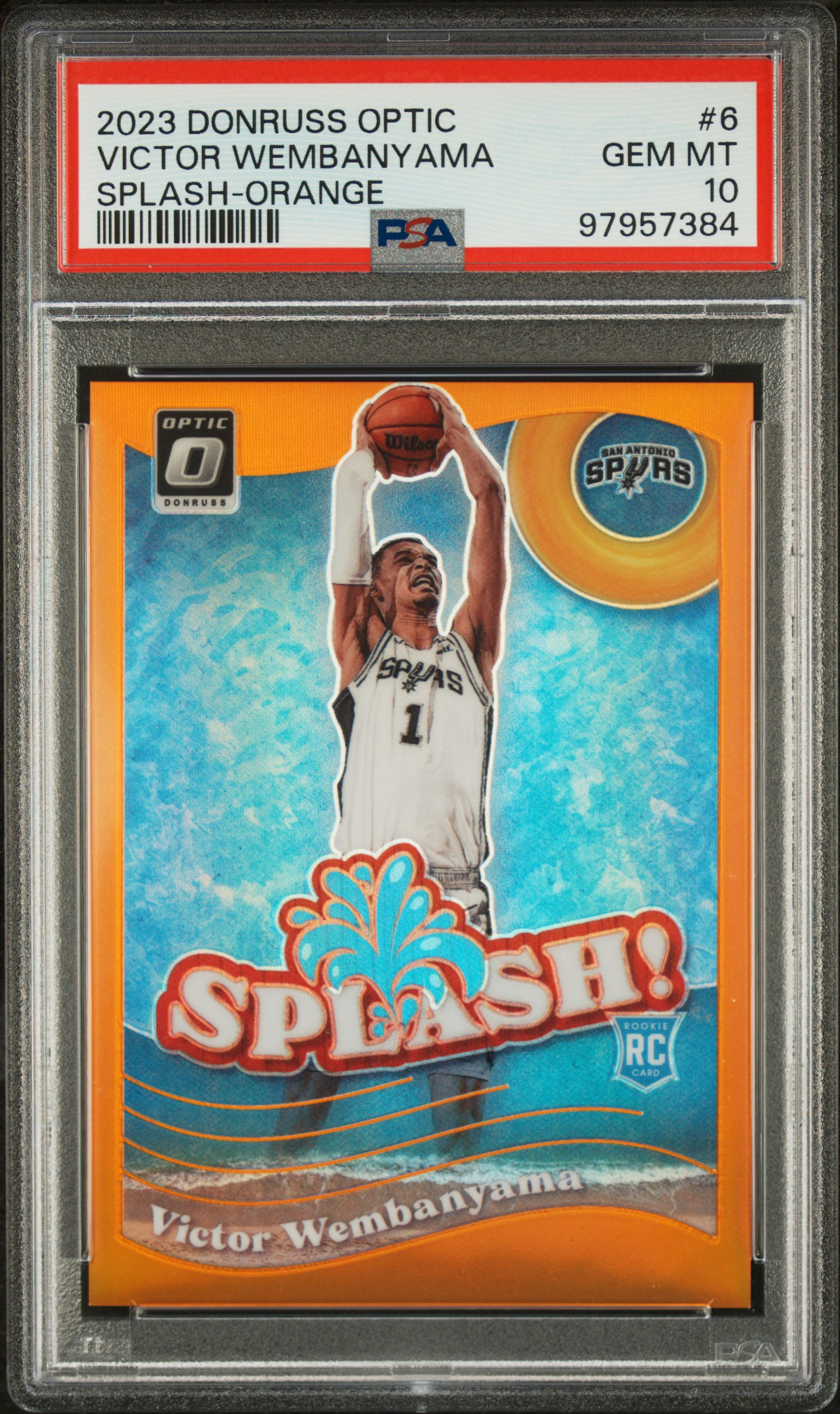 Victor Wembanyama 2023 Panini Donruss Optic #6 Splash Orange /39 Rookie PSA 10 - Picture 1 of 2