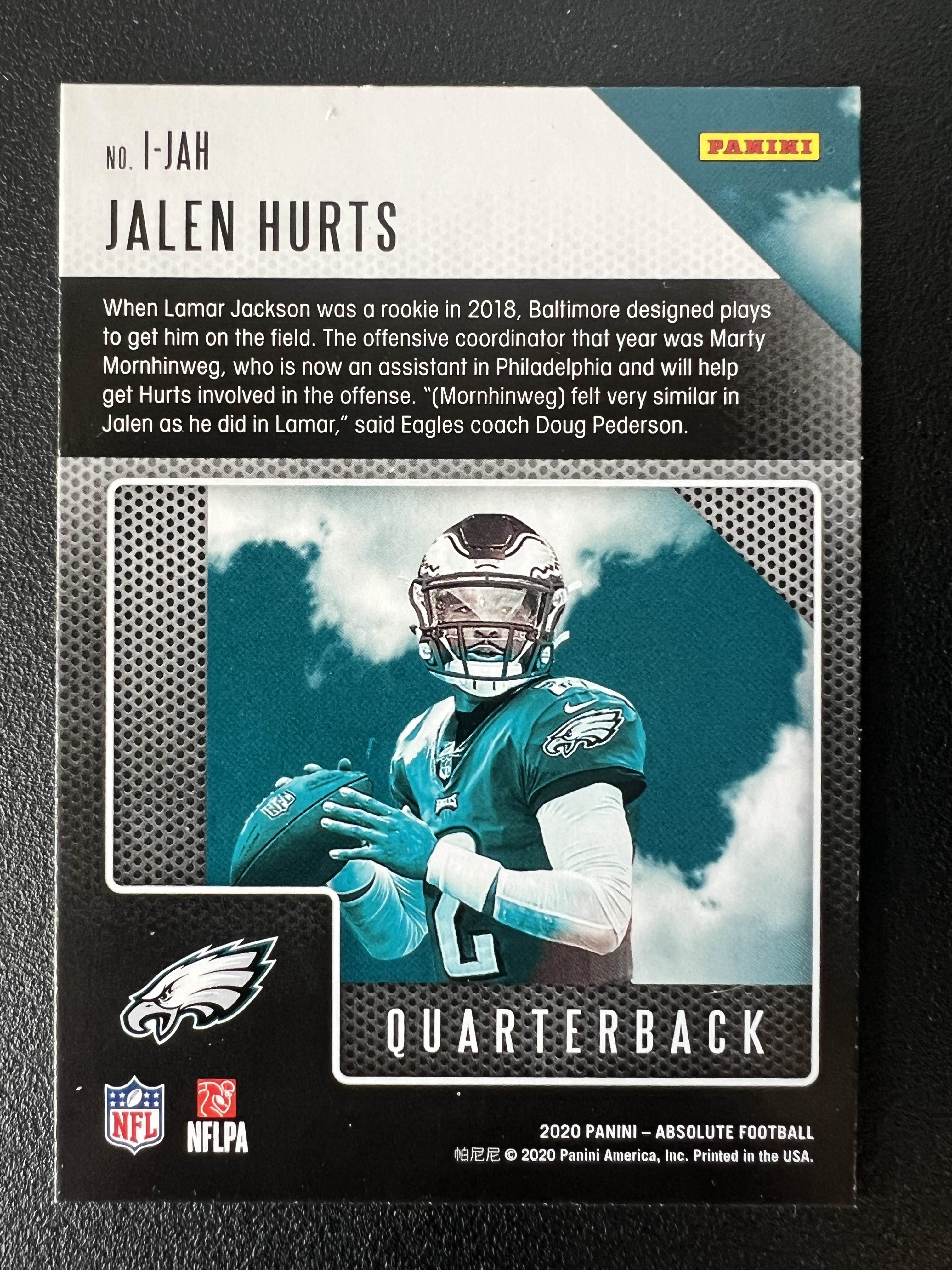 Jalen Hurts 2020 Panini Absolute #I-JAH Introductions Rookie Eagles - Picture 2 of 2