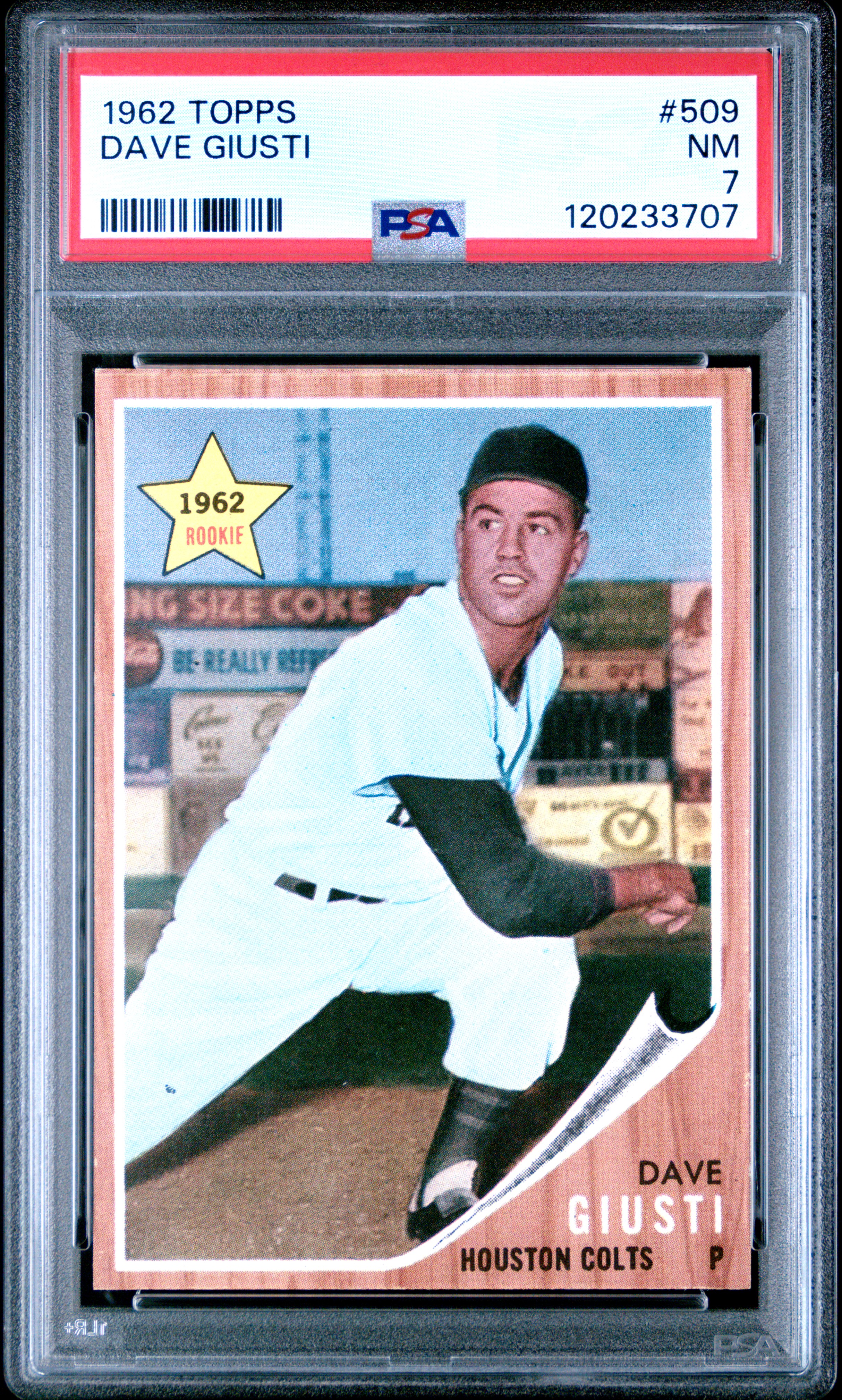 Dave Giusti 1962 Topps #509 Rookie PSA 7 - Picture 1 of 2