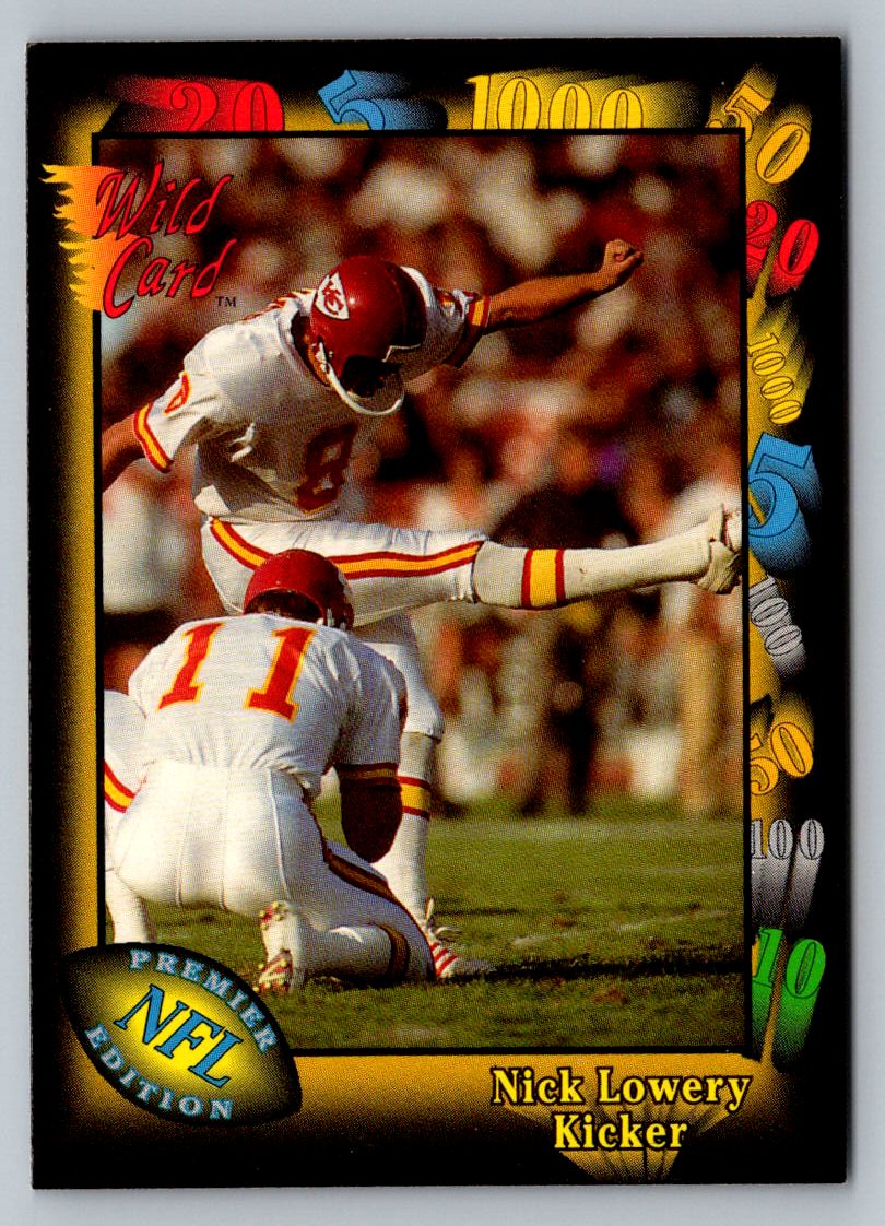 1991 Wild Card #9 Nick Lowery 10 Stripe - Picture 1 of 2