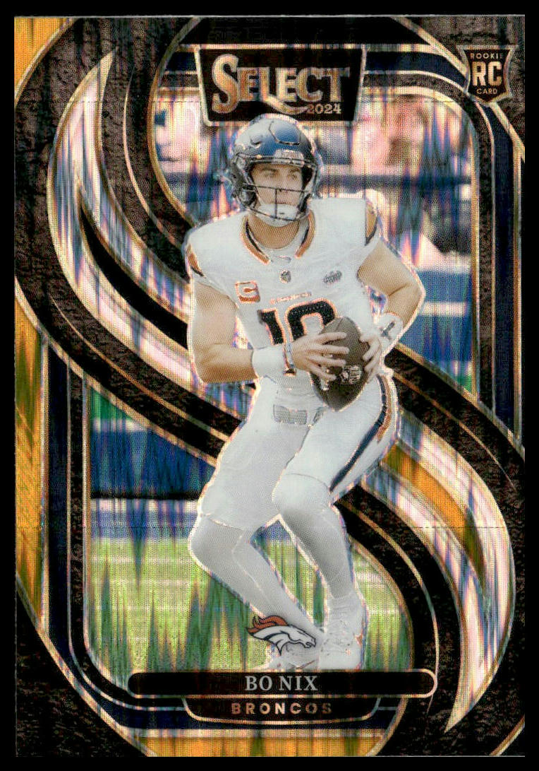 2024 Panini Select #117 Bo Nix Black & Gold Prizm Shock