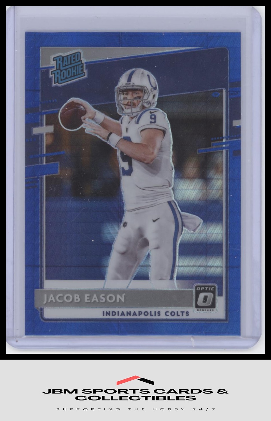 2020 Donruss Optic #162 Jacob Eason Blue Hyper Rated Rookie