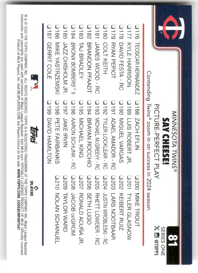 2025 Topps Baseball Series 1 (1-175) ** COMPLETE YOUR SET ** NM WITH SCANS - Picture 164 of 352