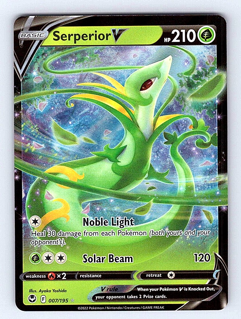 Pokemon TCG SWSH12: Silver Tempest #007/195 Serperior V NM