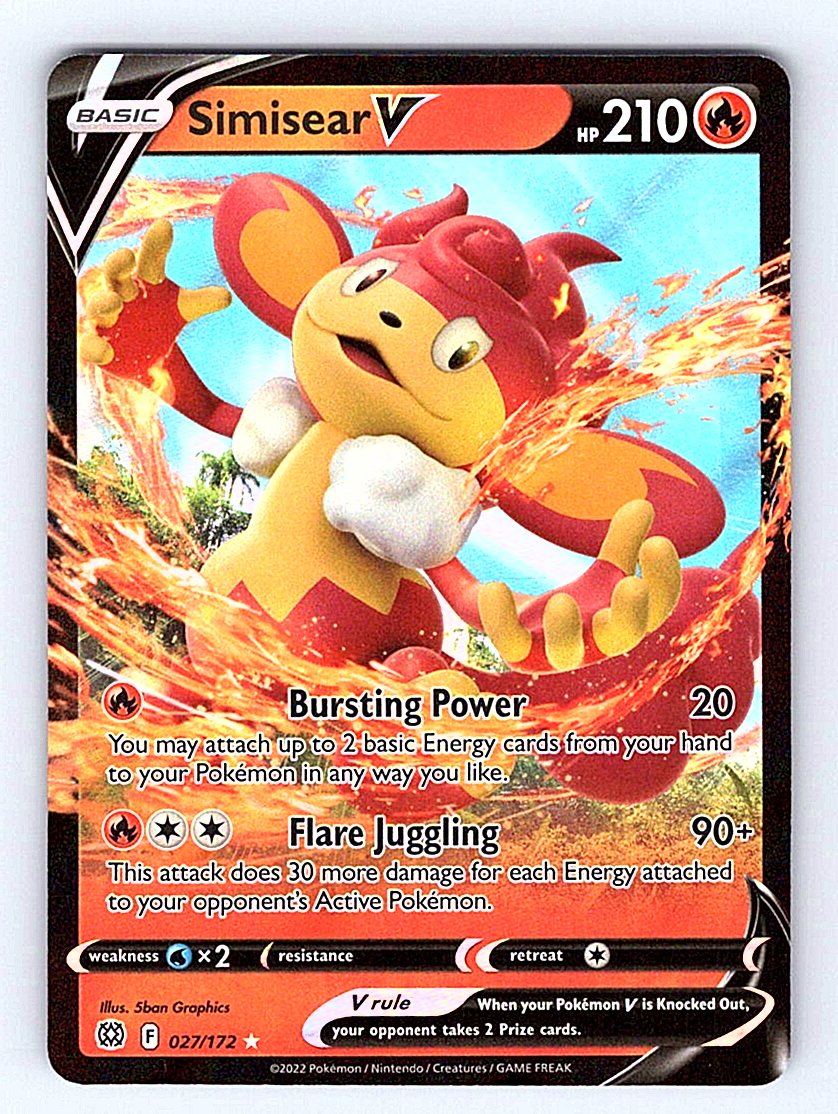 Pokemon TCG SWSH09: Brilliant Stars #027/172 Simisear V NM