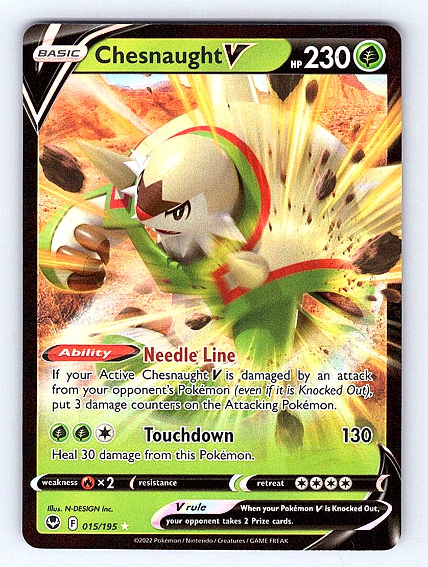 Pokemon TCG SWSH12: Silver Tempest #015/195 Chesnaught V NM