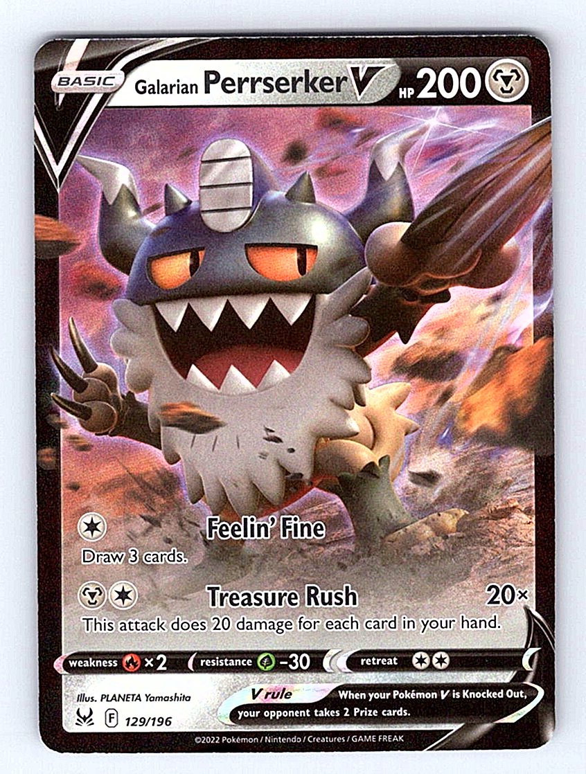 Pokemon TCG SWSH11: Lost Origin #129/196 Galarian Perrserker V NM
