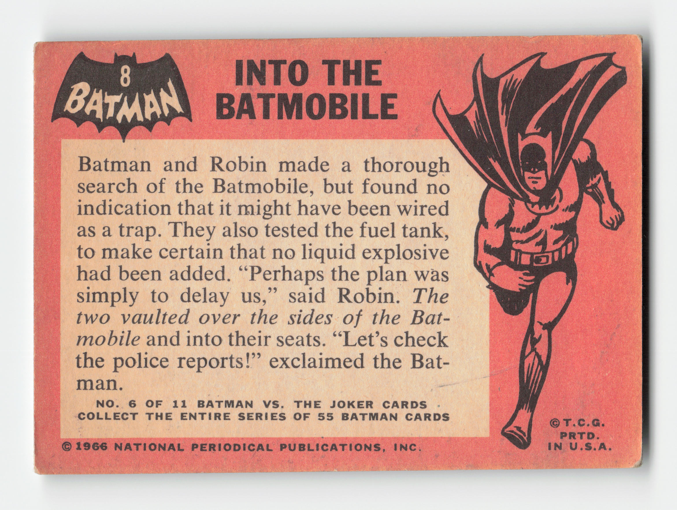 1966 Topps Batman (Black Bat Logo) #8 Into the Batmobile Poor - Picture 2 of 2