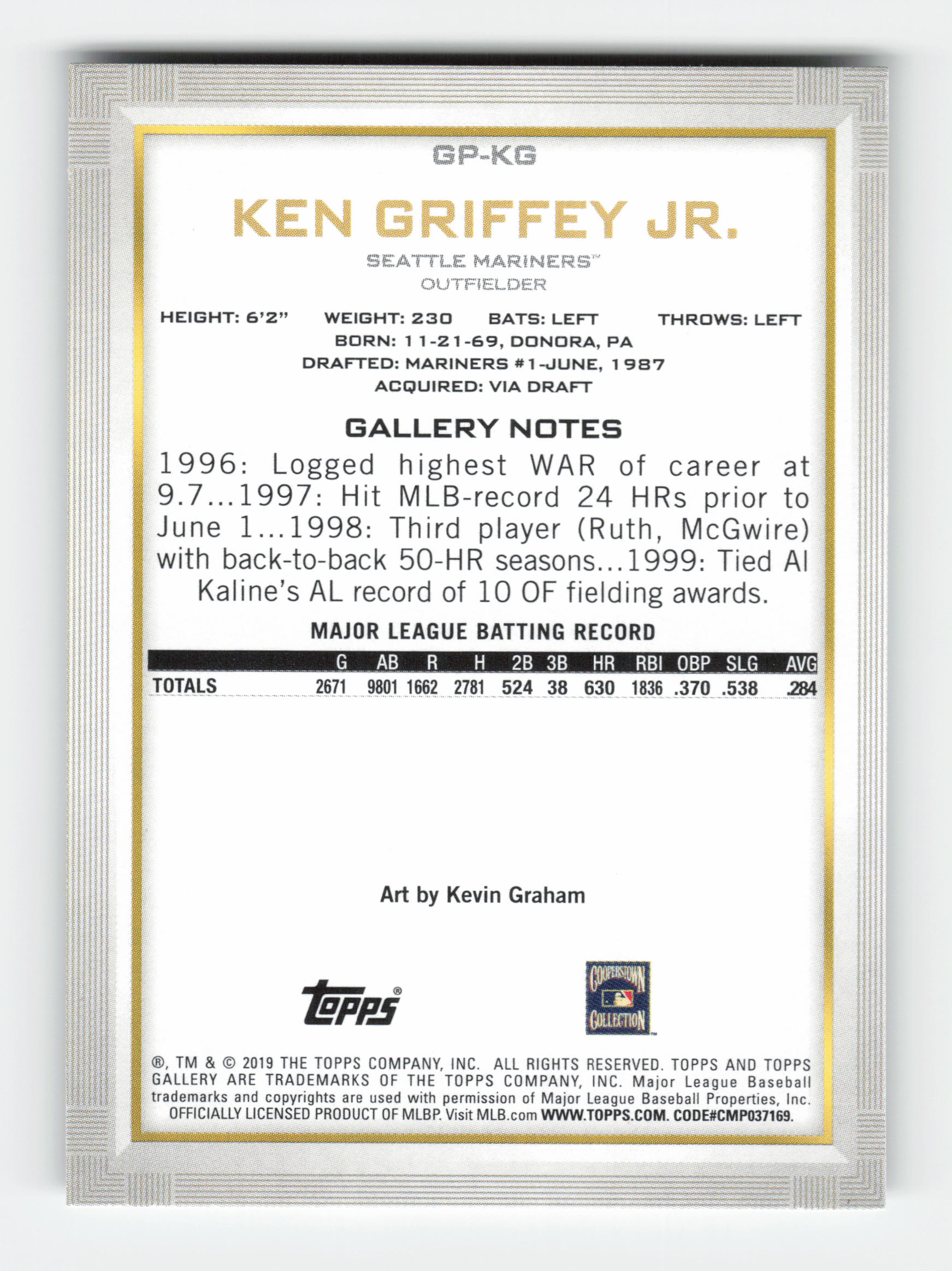 2019 Bowman Platinum National Baseball Card Day Gallery #GP-KG Griffey Jr. NM+ - Picture 2 of 2