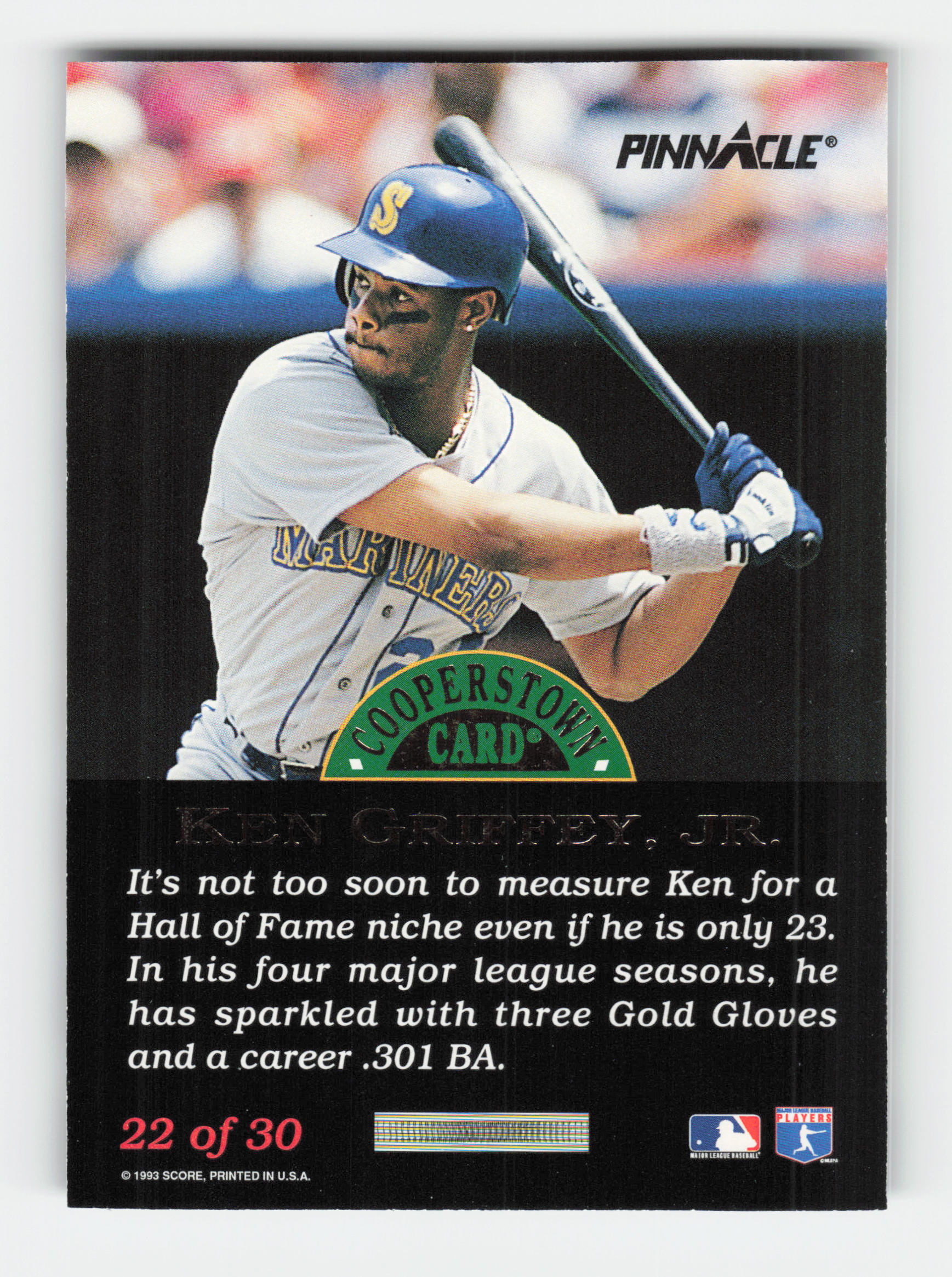 1993 Pinnacle Cooperstown #22 Ken Griffey, Jr. Near Mint or Better - Picture 2 of 2