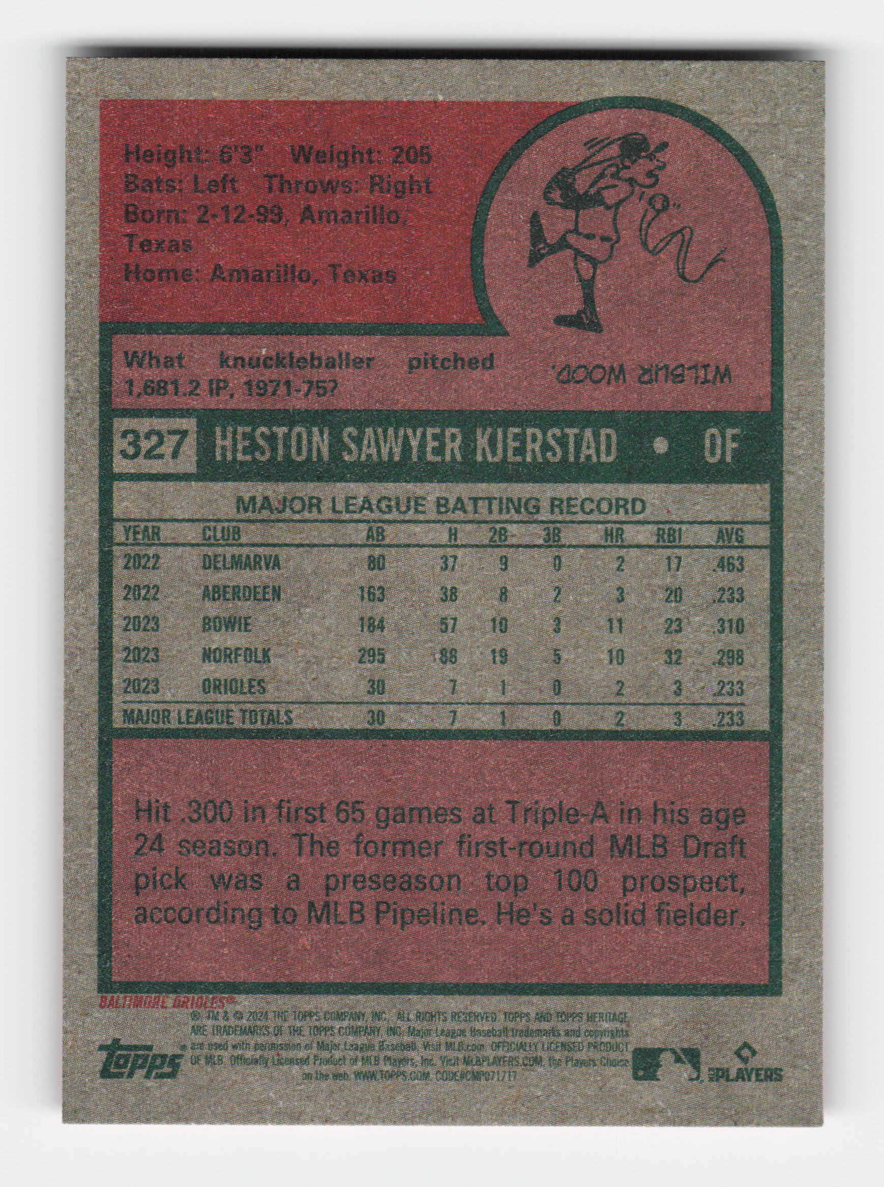 2024 Topps Heritage #327 Heston Kjerstad RC Near Mint or Better - Picture 2 of 2