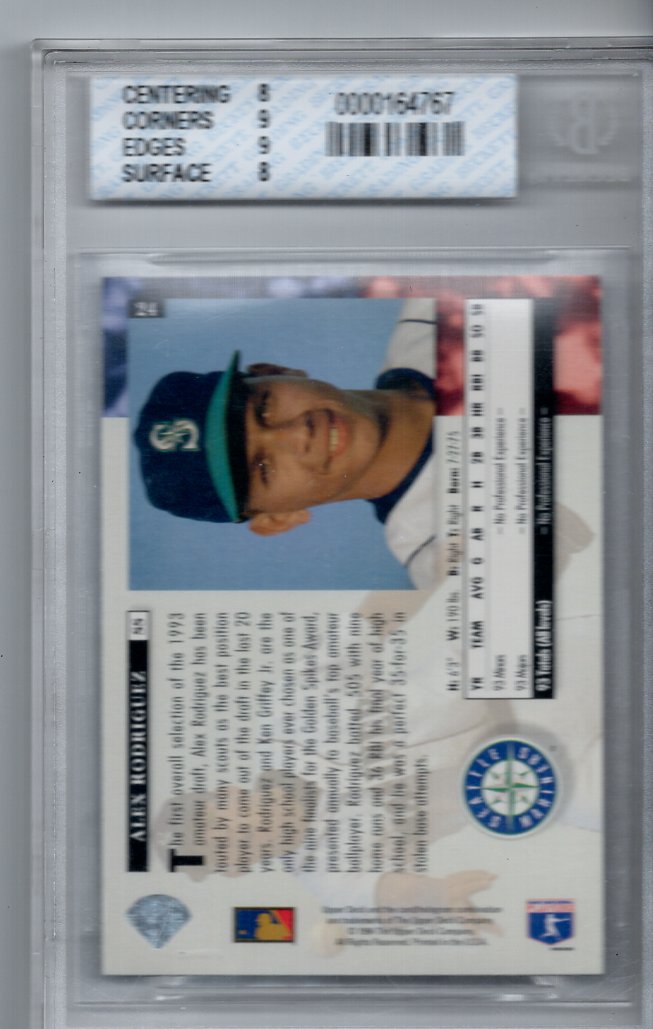 1994 Upper Deck #24 Alex Rodriguez BGS 8.0 - Picture 2 of 2