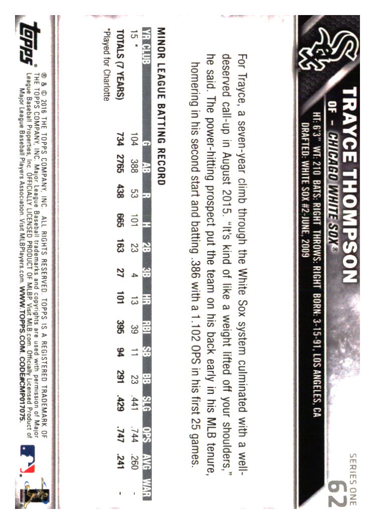 Chicago White Sox Baseball Cards - Choose from 100s Player Qty Discount - Part 1 - Picture 81 of 497