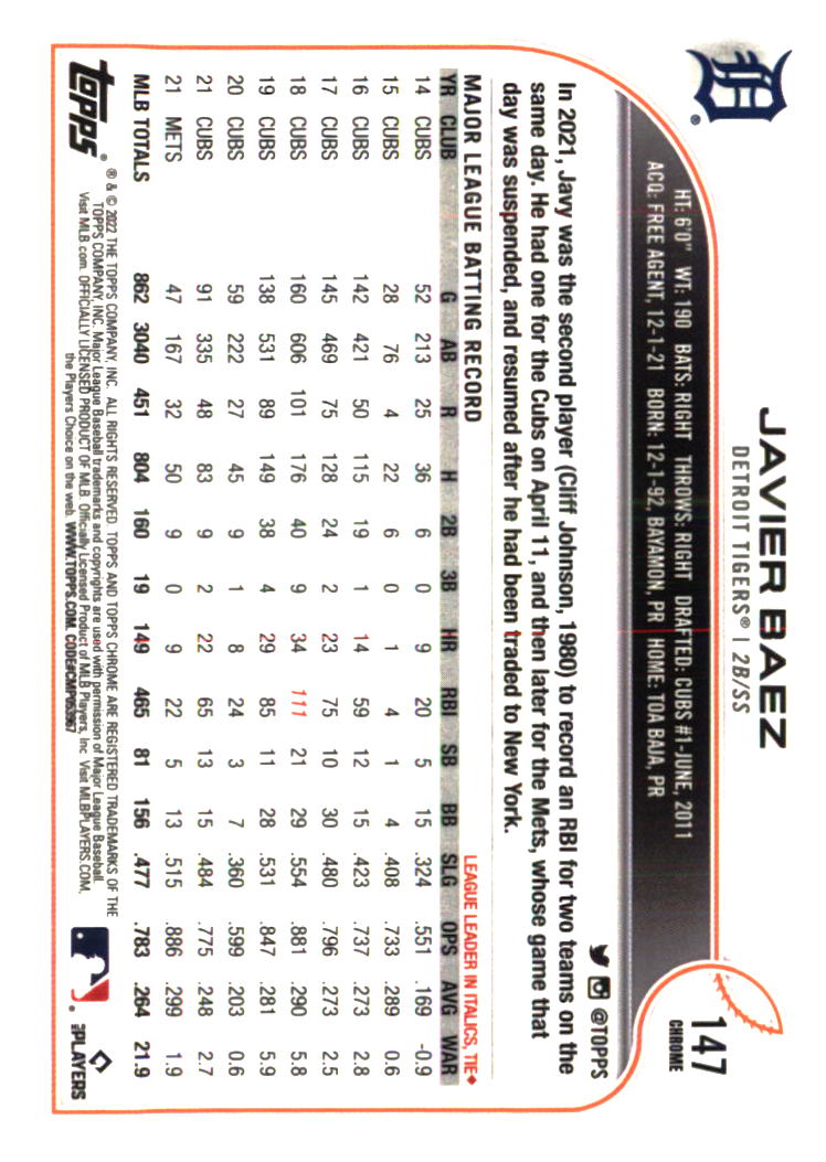 Detroit Tigers Baseball Cards - Choose from 100s Player Qty Discount - Part 3 - Picture 185 of 489