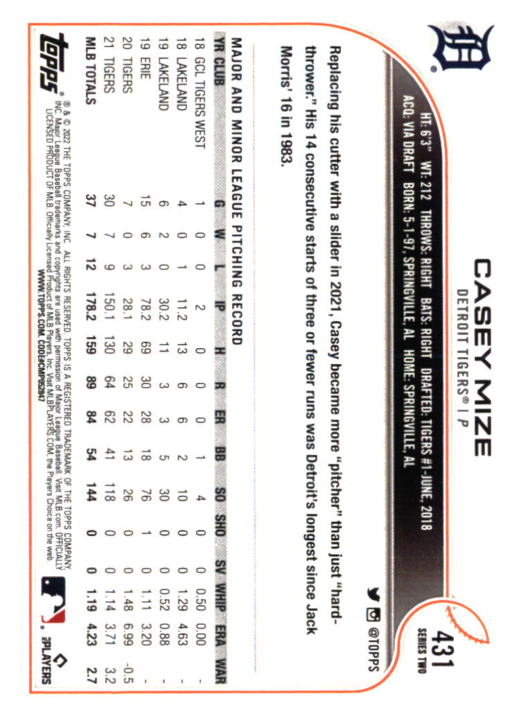 Detroit Tigers Baseball Cards - Choose from 100s Player Qty Discount - Part 3 - Picture 217 of 489