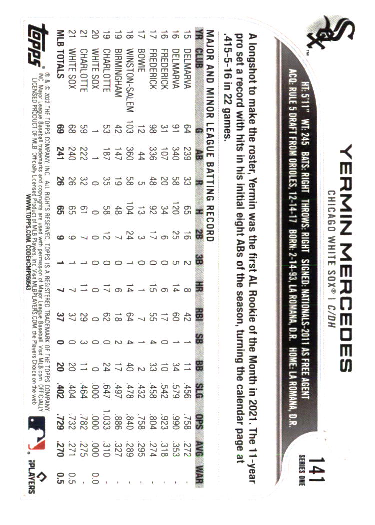 Chicago White Sox Baseball Cards - Choose from 100s Player Qty Discount - Part 6 - Picture 365 of 501