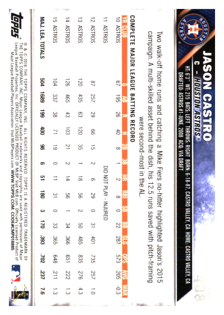 Houston Astros Baseball Cards Choose from 100s Player Qty Discount Part 5 - Picture 441 of 501