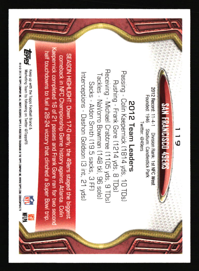San Francisco 49ers Football Cards - Choose from 100s Player Qty Discount - Pt 4 - Picture 257 of 499