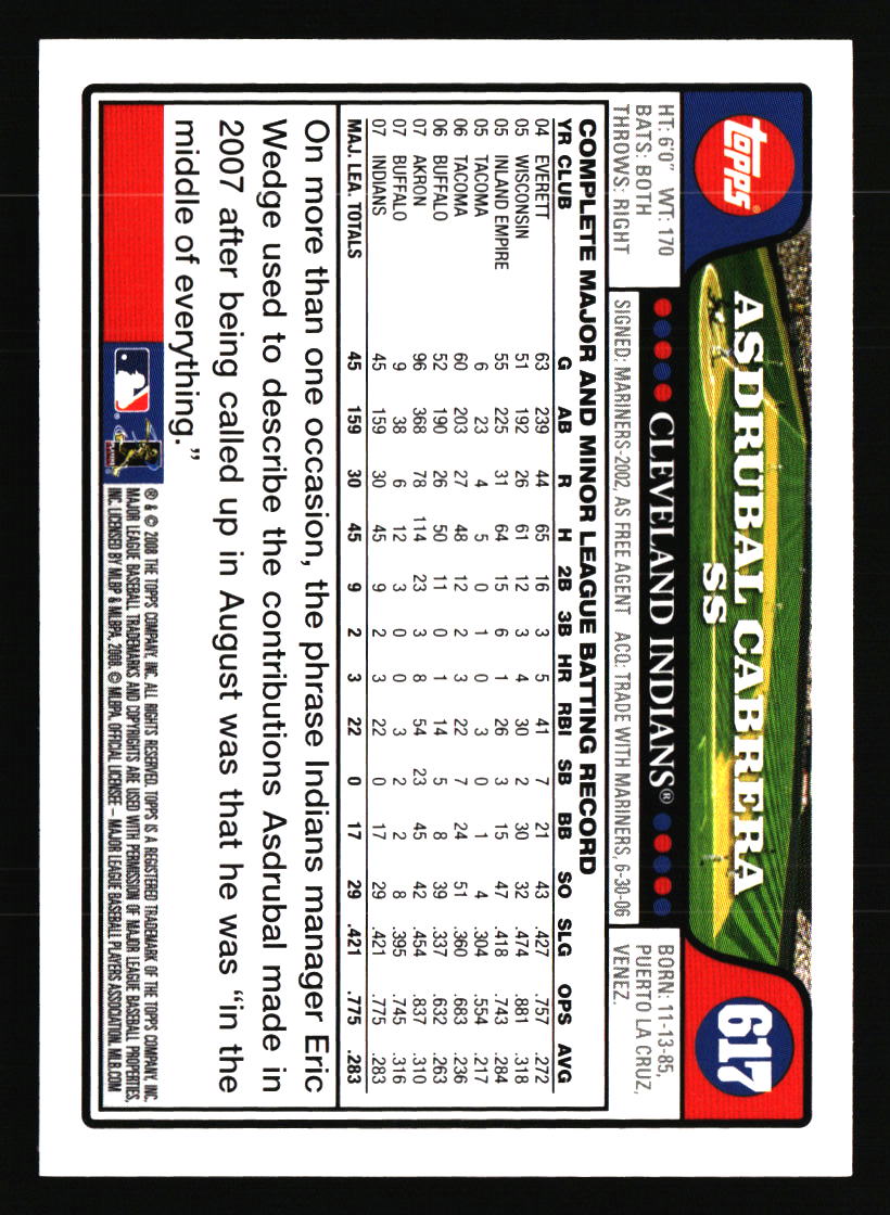 Cleveland Indians Baseball Cards - Choose from 100s Quantity Discount Part 3 - Picture 421 of 501