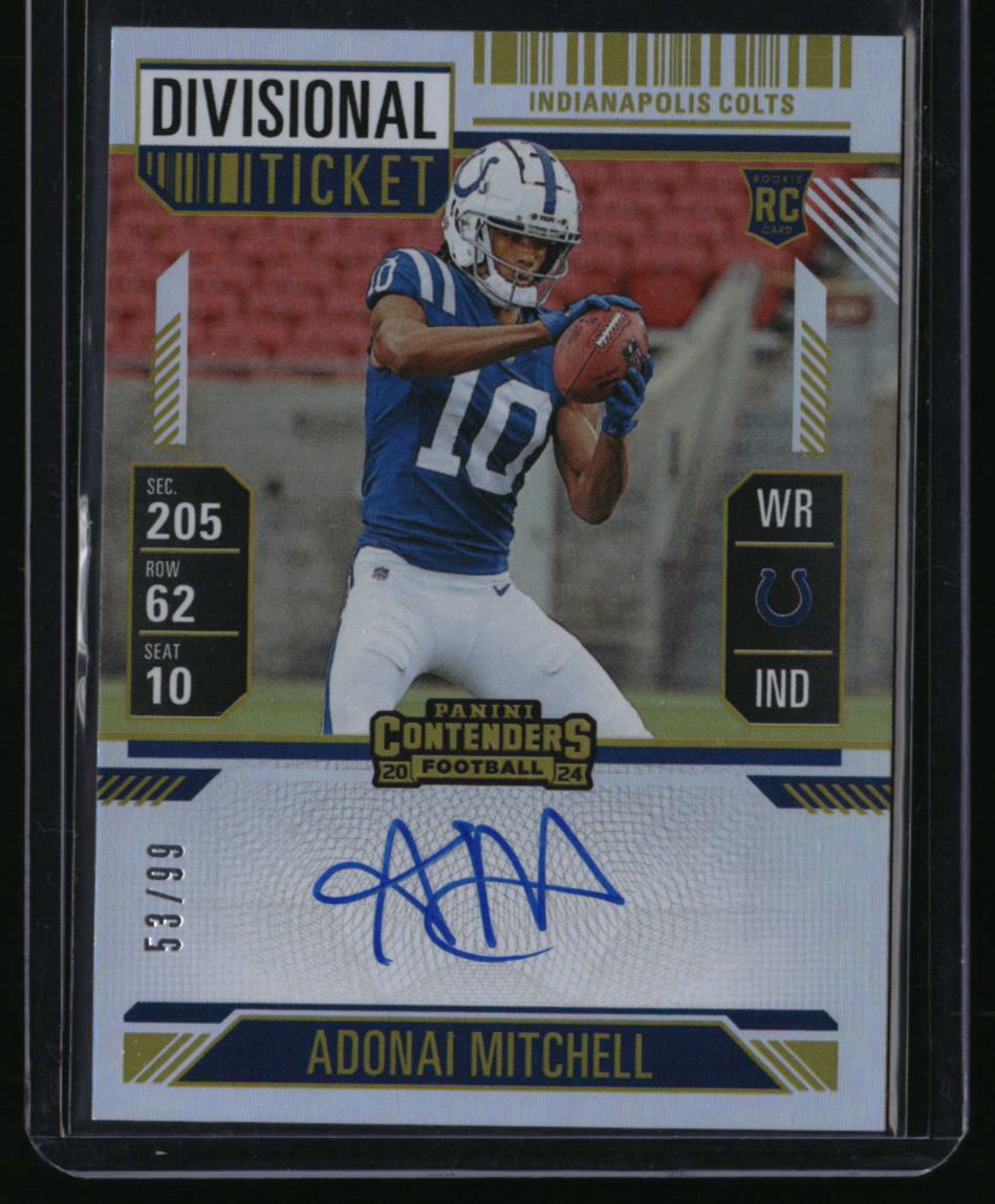 2024 Panini Contenders Adonai Mitchell #108 Divisional Ticket RC #/99 Auto Colts
