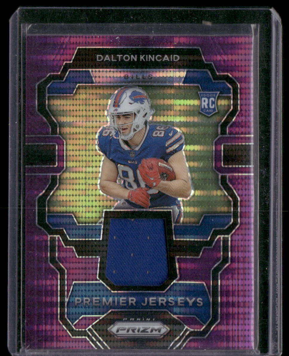 2023 Panini Prizm #PJ-DK Dalton Kincaid Premier Jerseys Purple Pulsar