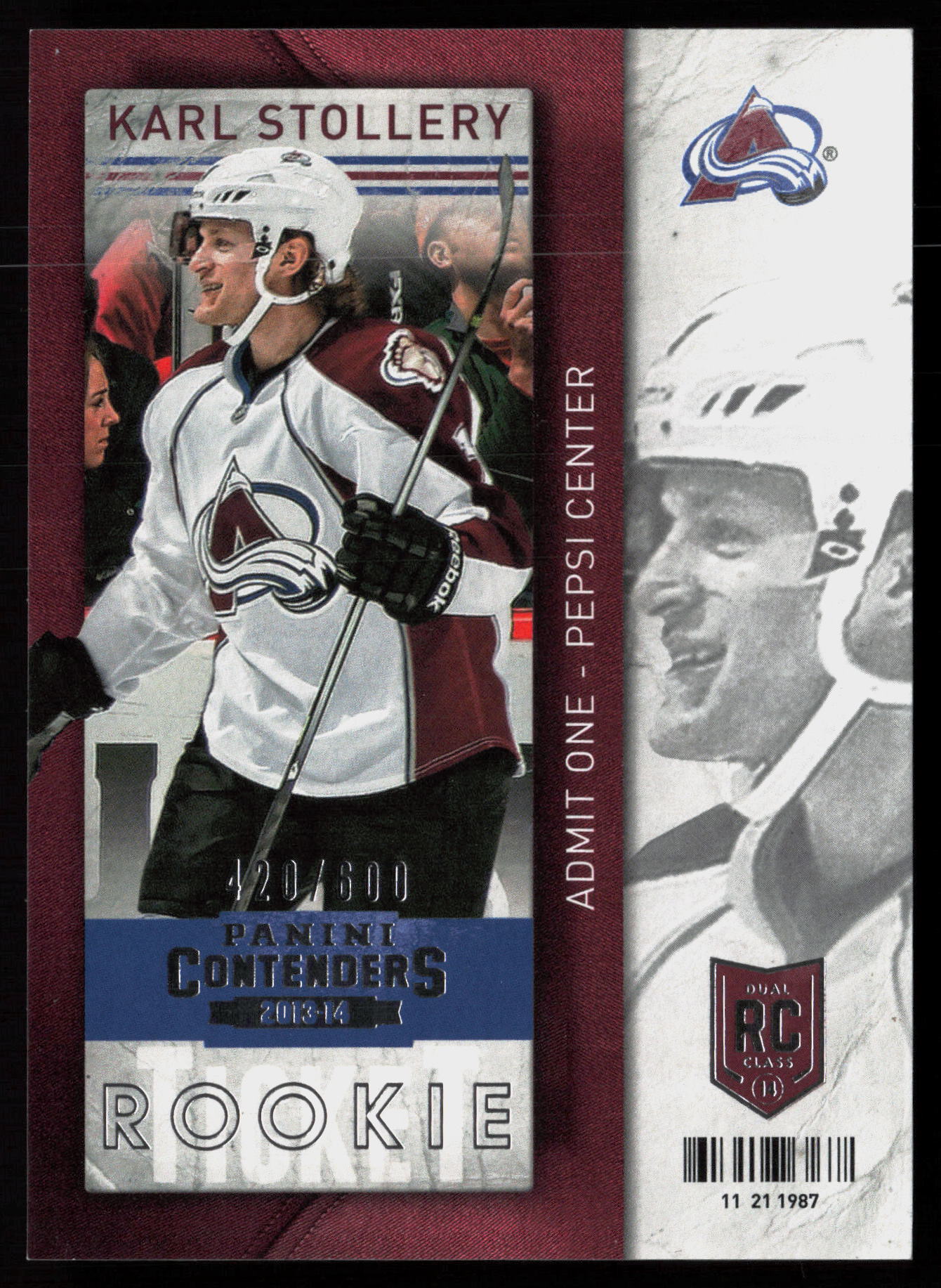 2013-14 Panini Contenders #109 Karl Stollery SN,RC #/600 Rookie