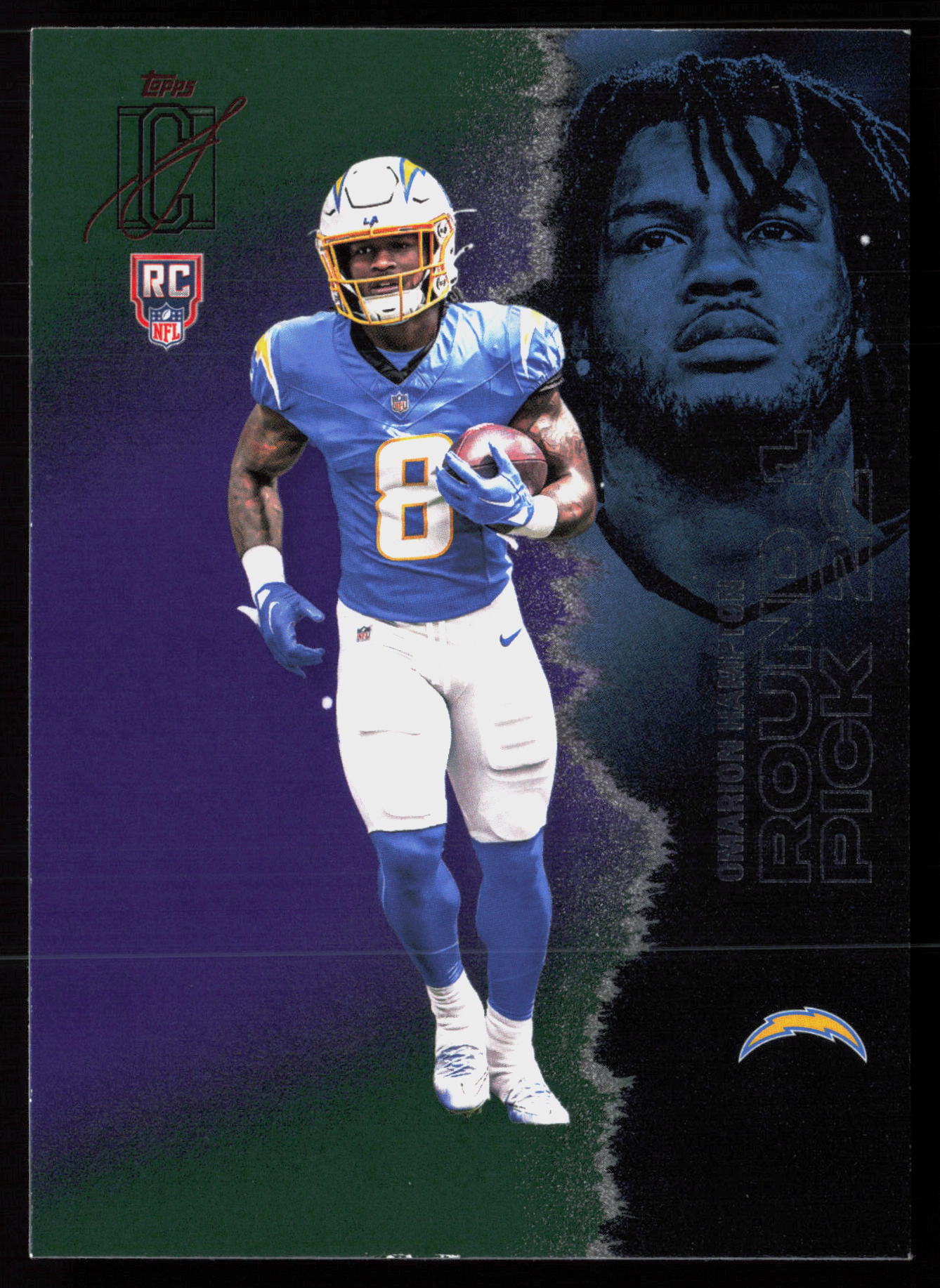 2025 Topps Signature Class #109 Blue & Yellow Omarion Hampton RC Rookie — Front