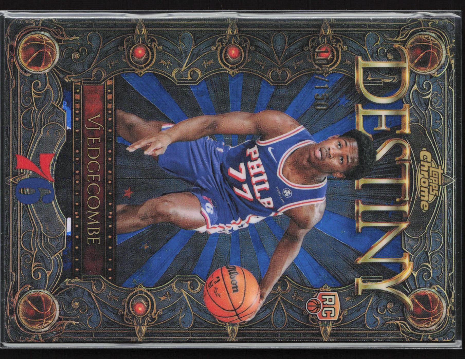 2025-26 Topps Chrome #D-3 VJ Edgecombe Destiny Blue Refractor #/150
