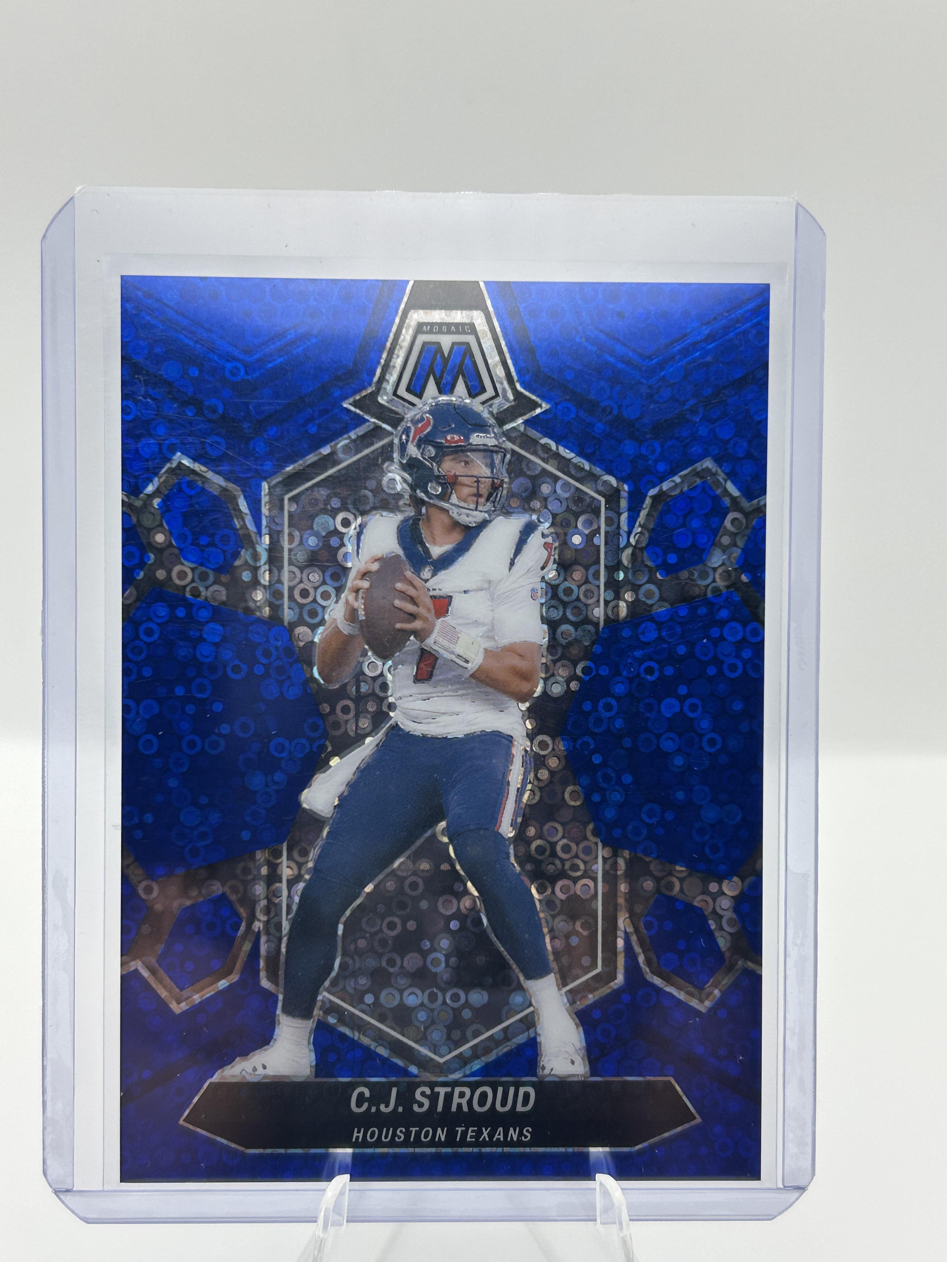 2024 Panini Mosaic #85 C.J. Stroud Mosaic No Huddle Blue #/75