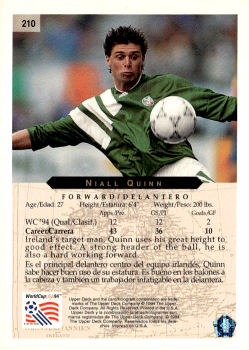 1994 Upper Deck World Cup Contenders English/Spanish #210 Niall Quinn