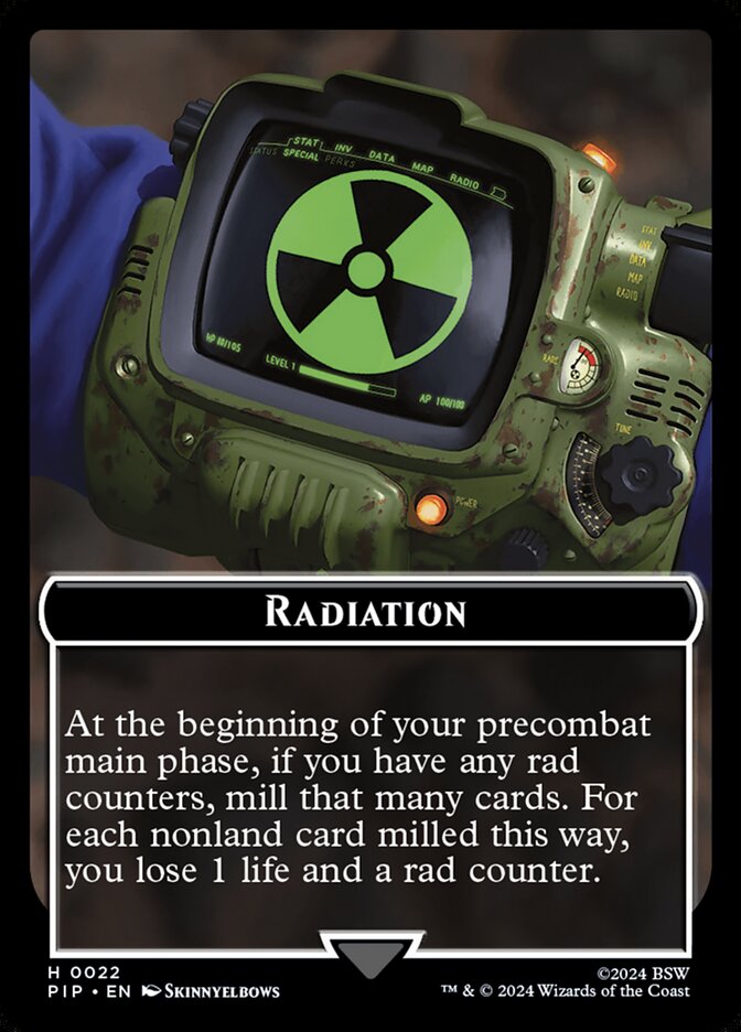 Universes Beyond: Fallout #22 // 6 Radiation // Alien Double-Sided Token