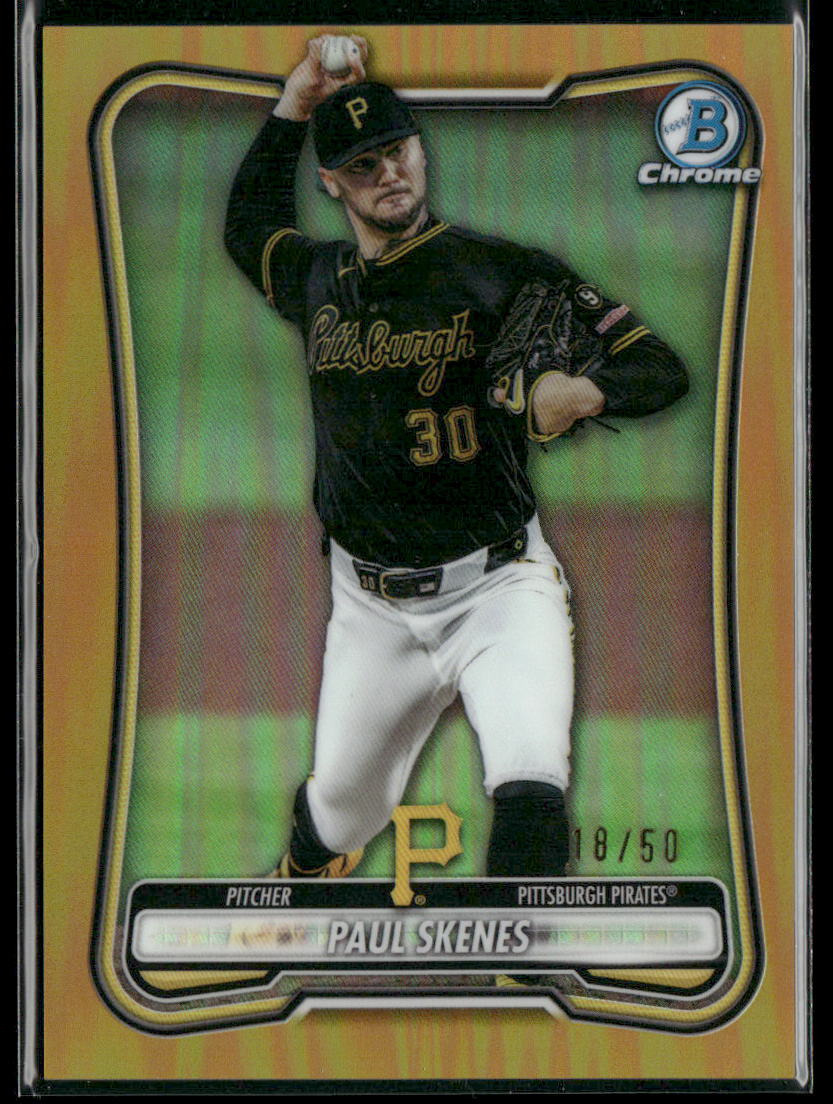 Paul Skenes Bowman Chrome Gold Refractor, numbered to 50