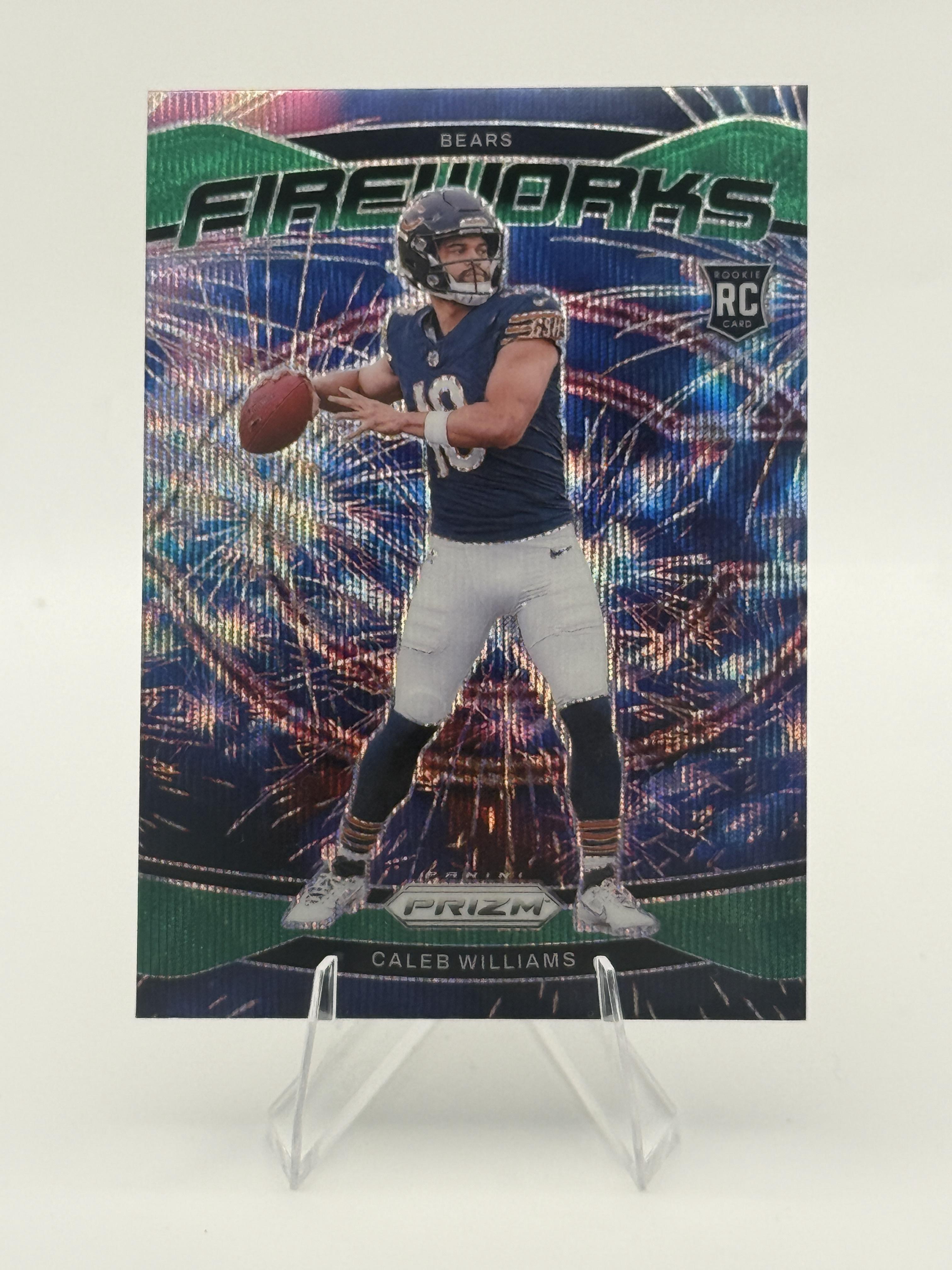 Caleb Williams  2024 Panini Prizm #25 Fireworks Green Prizm