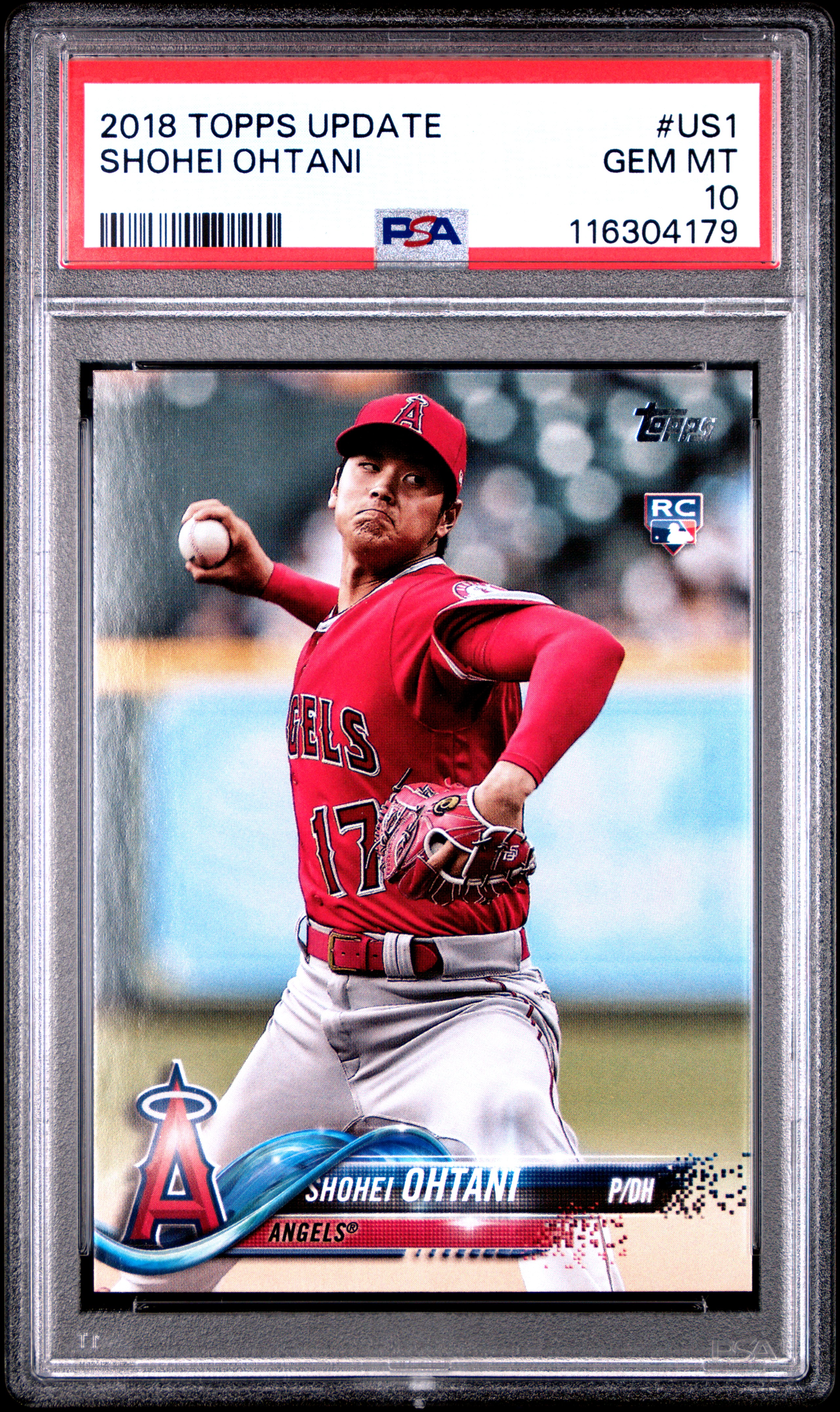 2018 Topps Update Shohei Ohtani Pitching in Red Jersey #US1 PSA 10