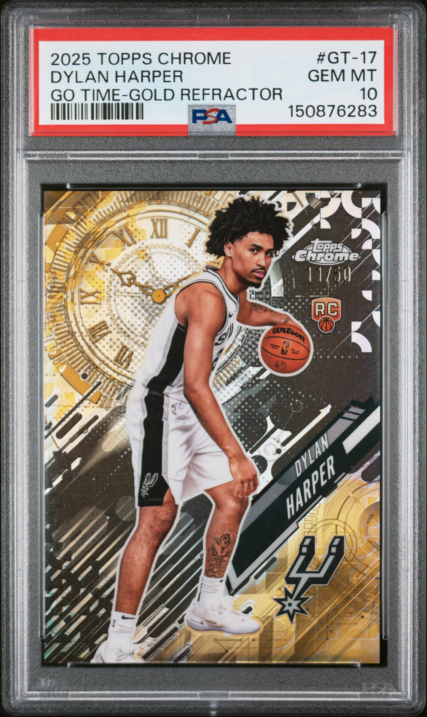2025 Topps Chrome Go Time Gt-17 Dylan Harper Gold Refractor PSA 10 /50