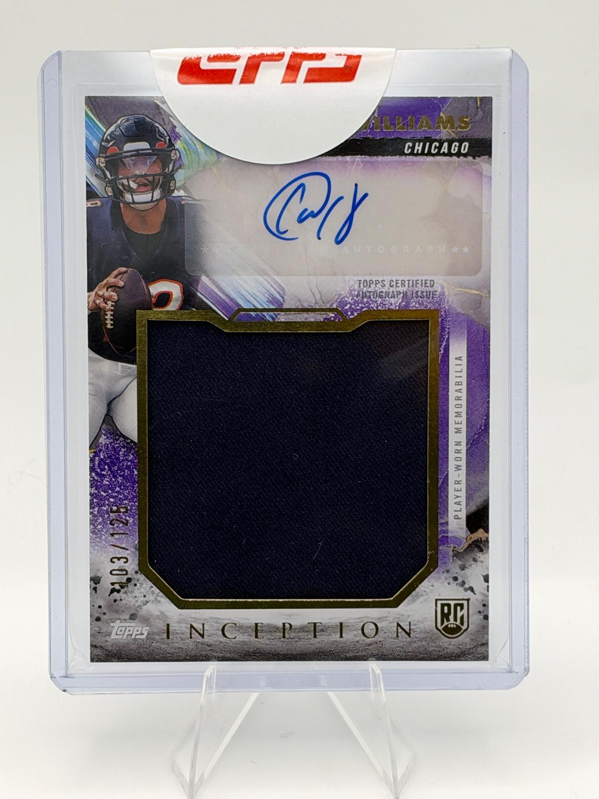 2024 Topps Inception #RJRA-CW Caleb Williams RC Jumbo Relic Auto Purple #/125