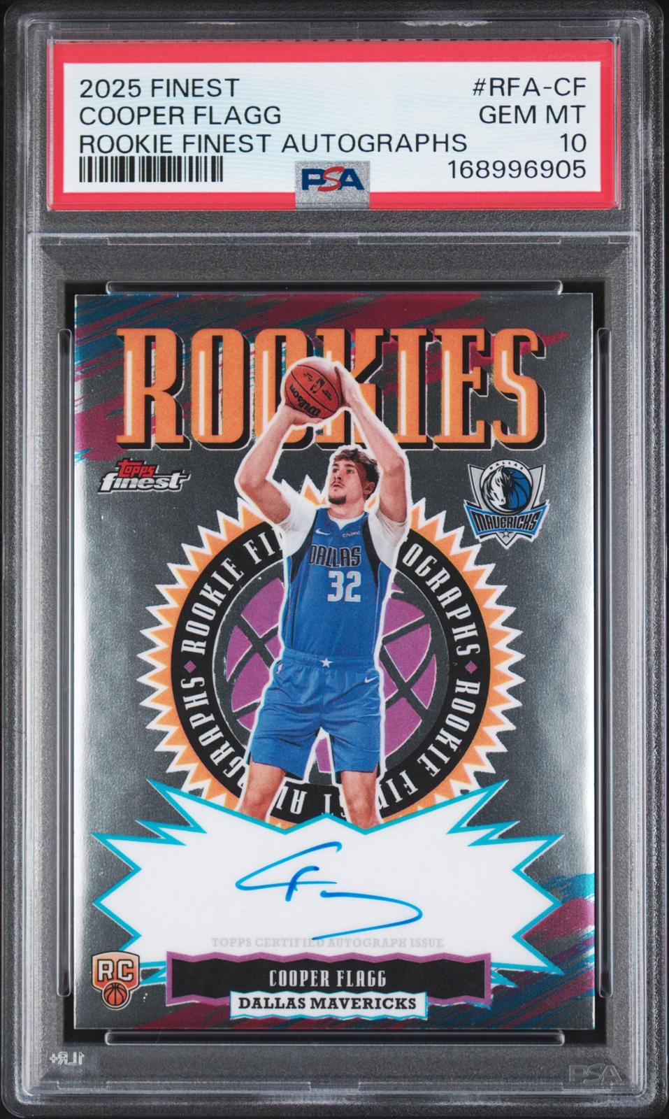 2025 Topps Finest Rookie Finest Autographs #RFA-CF Cooper Flagg PSA 10