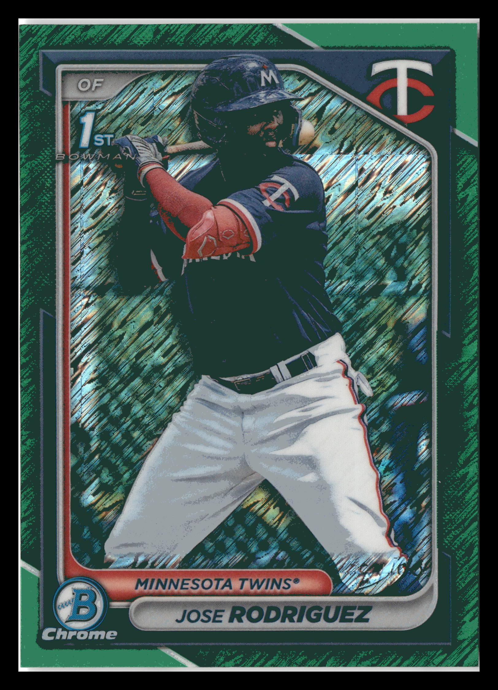 2024 Bowman #BCP-71 Jose Rodriguez Chrome Prospects Green Shimmer #/99