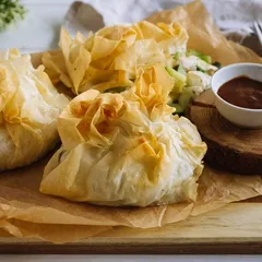 Aumônières aux champignons, brie et pommes